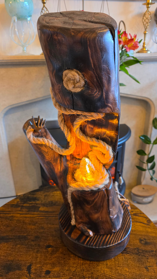 handcrafted wooden lamp