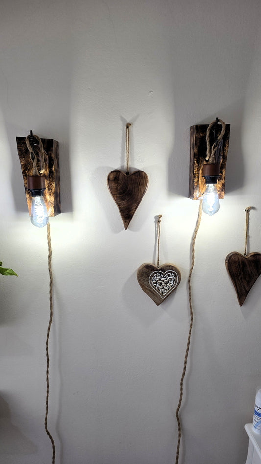 Handcrafted Beech Wood Wall Sconces – Set of 2 🪵✨