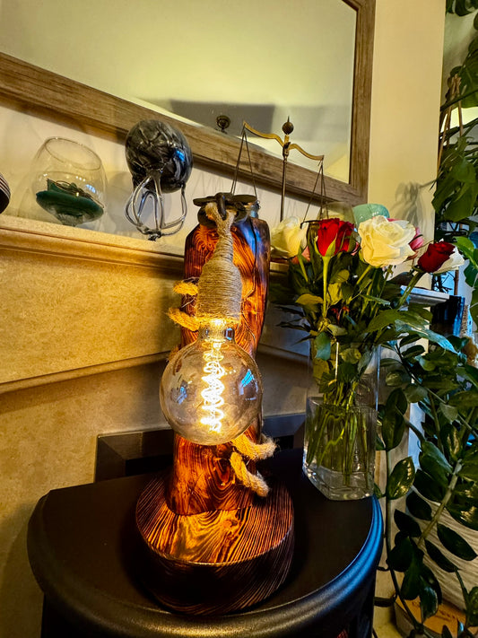 Handcrafted Burnt Wood Lamp 🔥💡