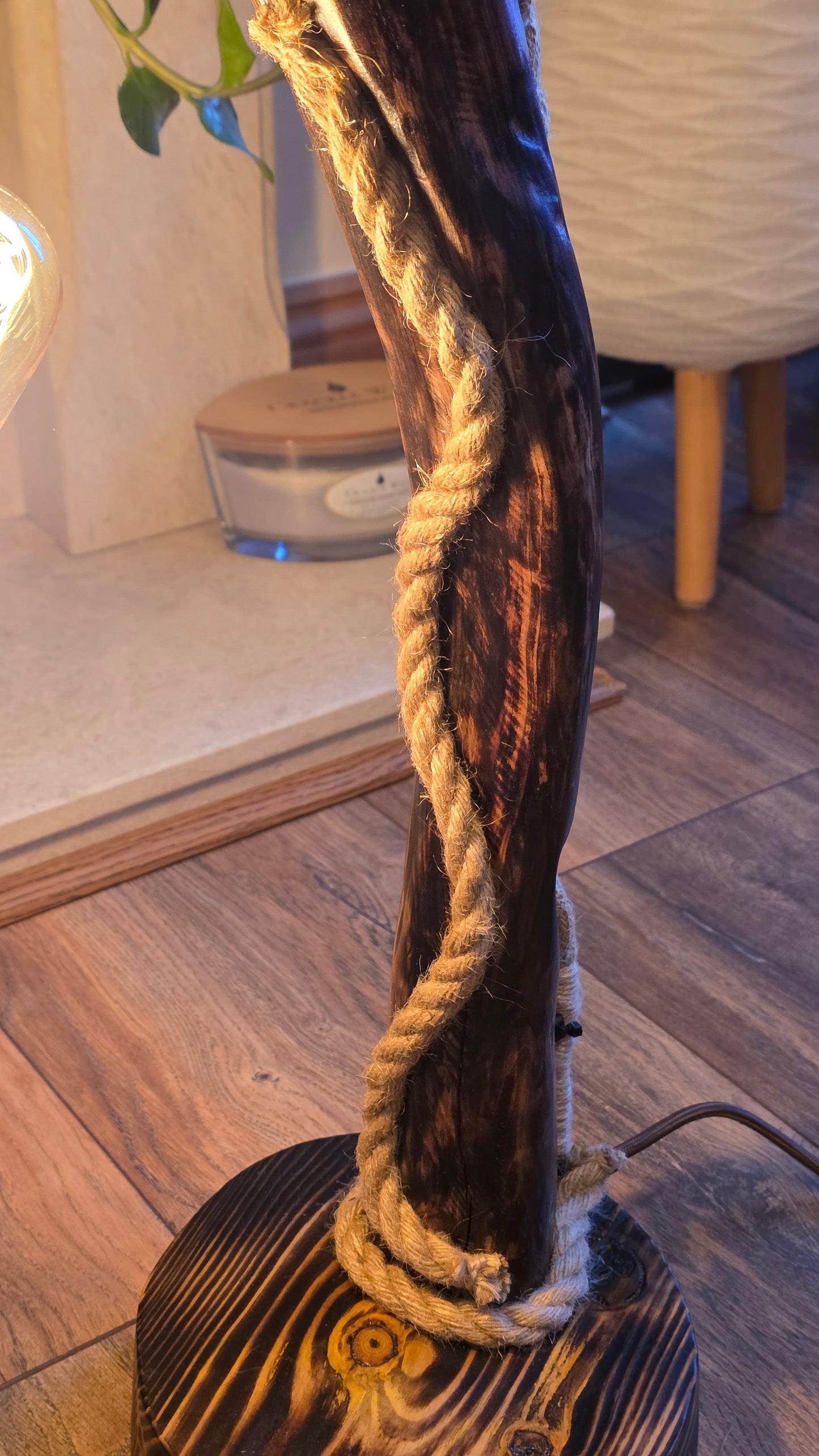 Handmade Rustic Wooden Lamp with Heart Detail