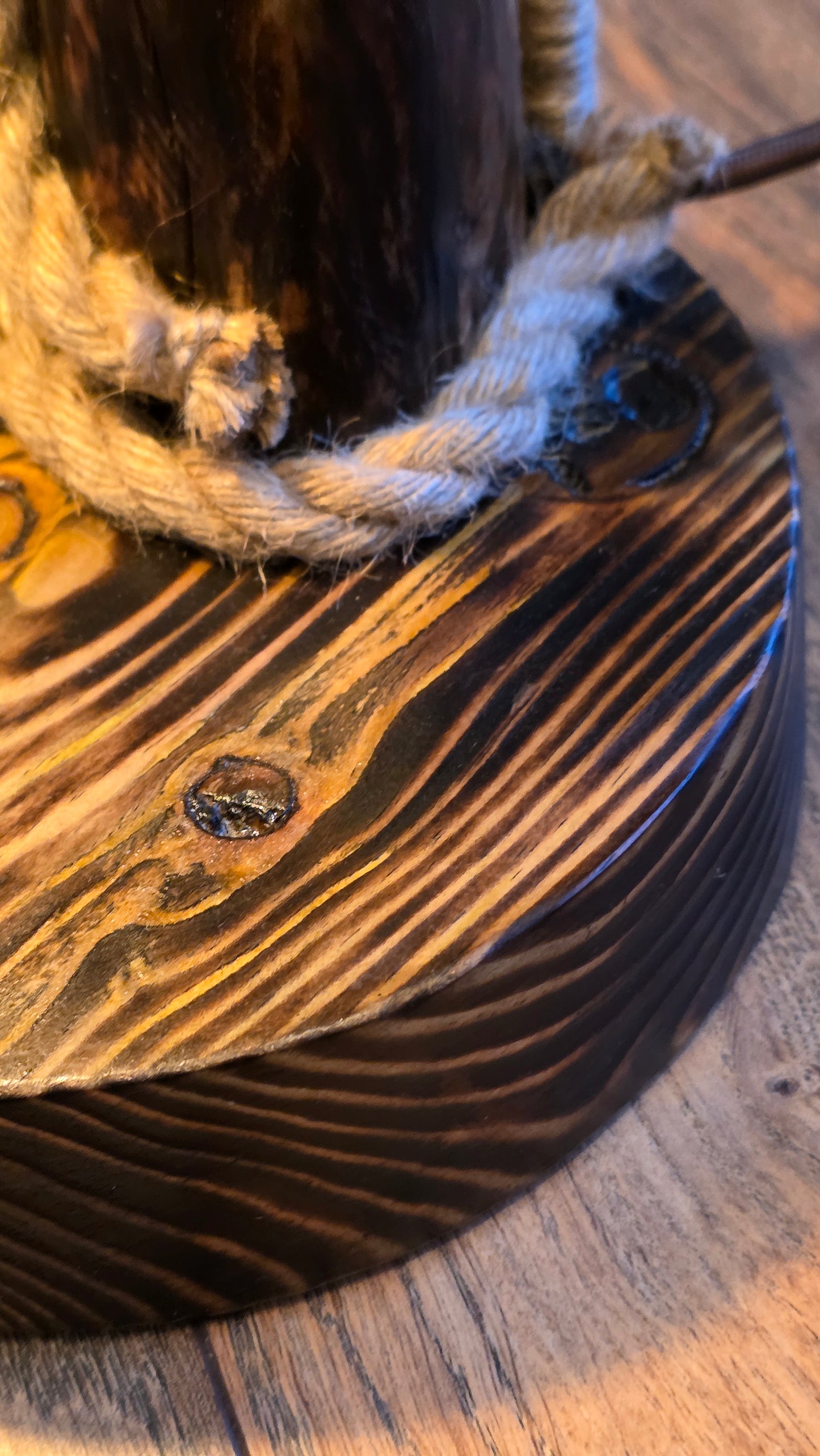 Handmade Rustic Wooden Lamp with Heart Detail