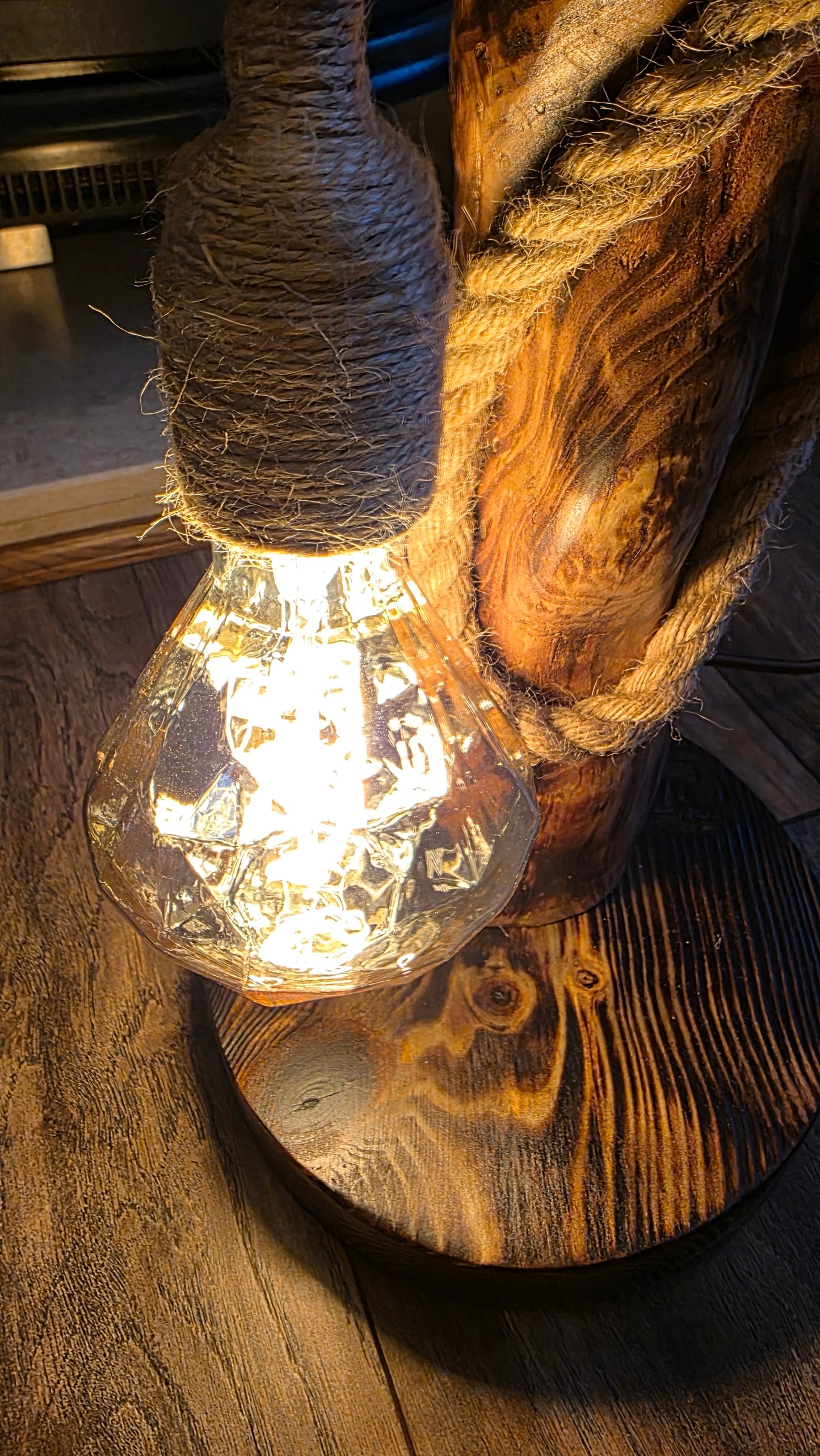 Rustic Wooden Lamp with Horse Head Horseshoe Accent
