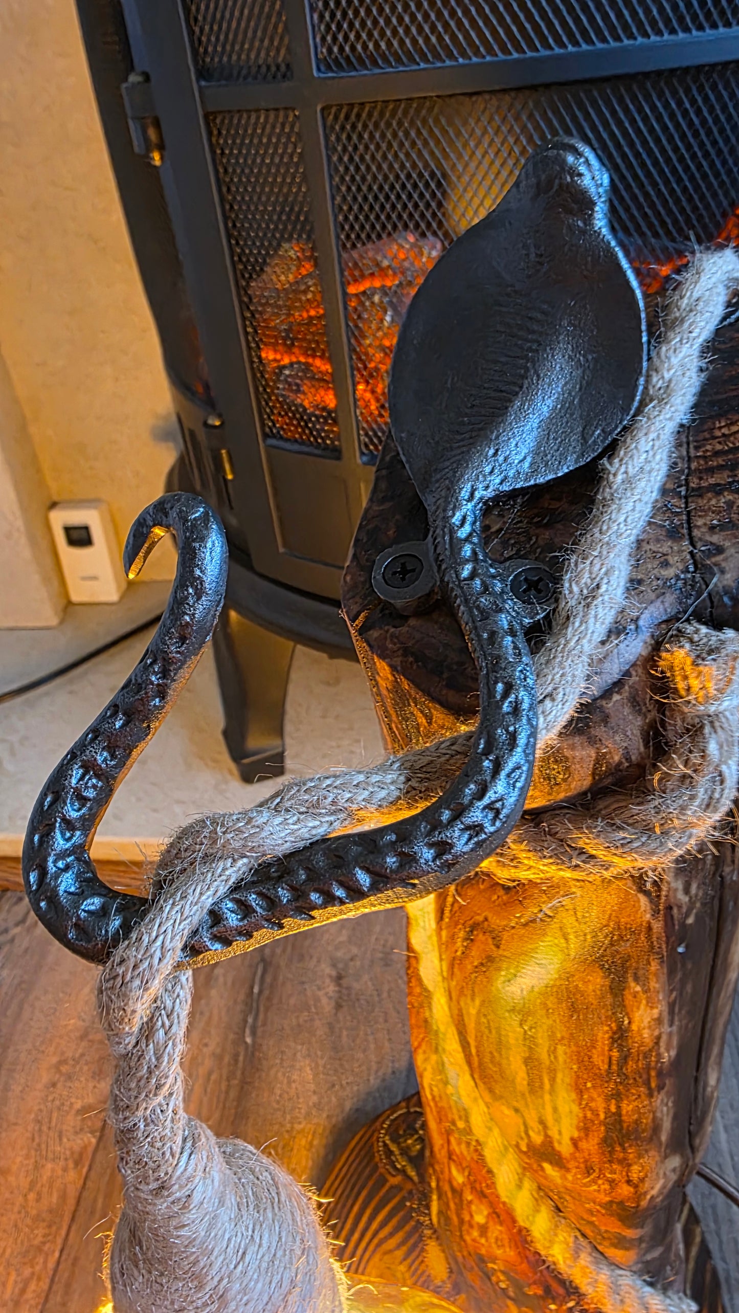 Handmade Rustic Wooden Lamp with Heart Edison Bulb – Unique Eco Light