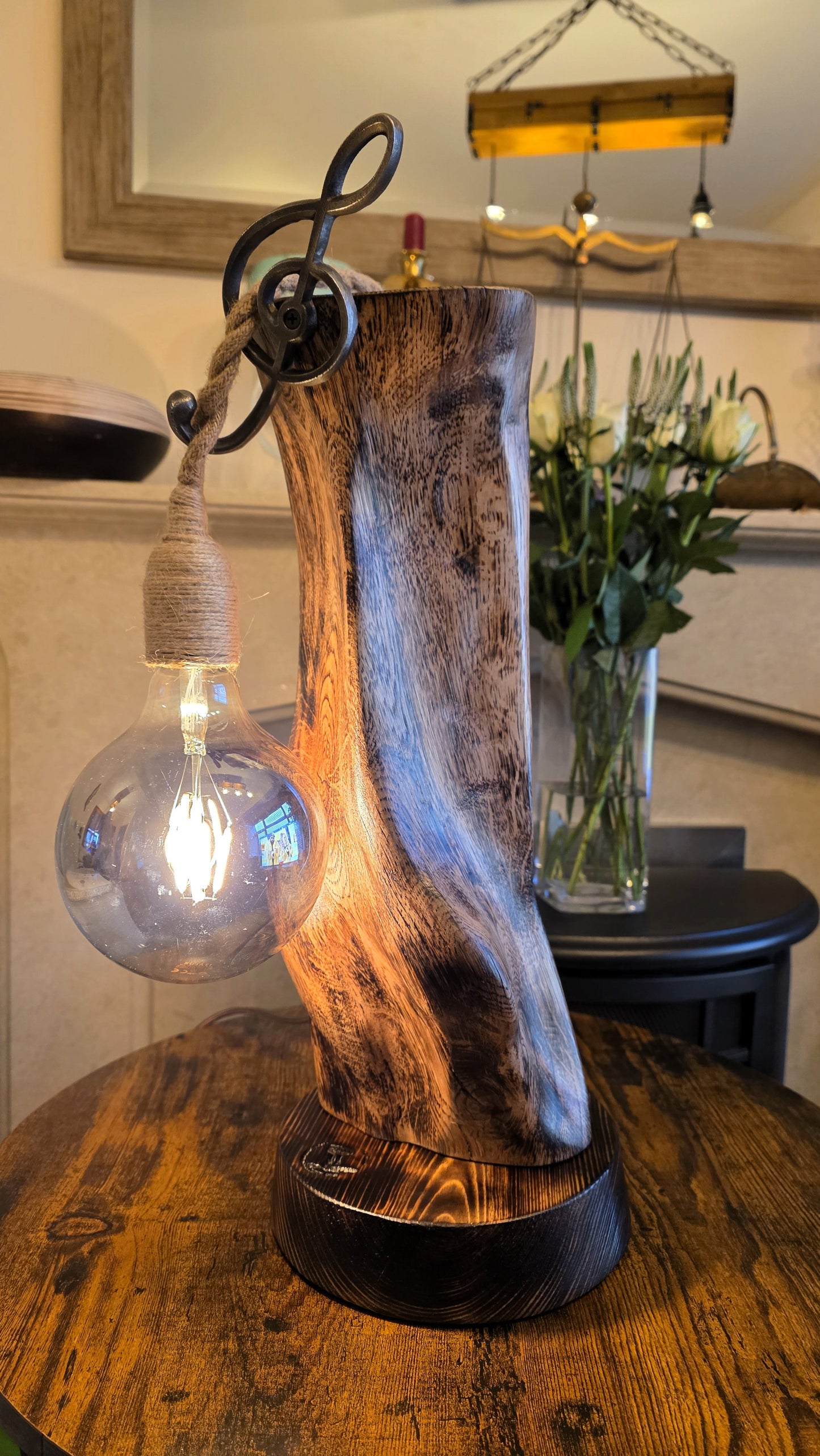 Handcrafted Rustic Driftwood Lamp – Coastal Style Table Lamp from Cornwall