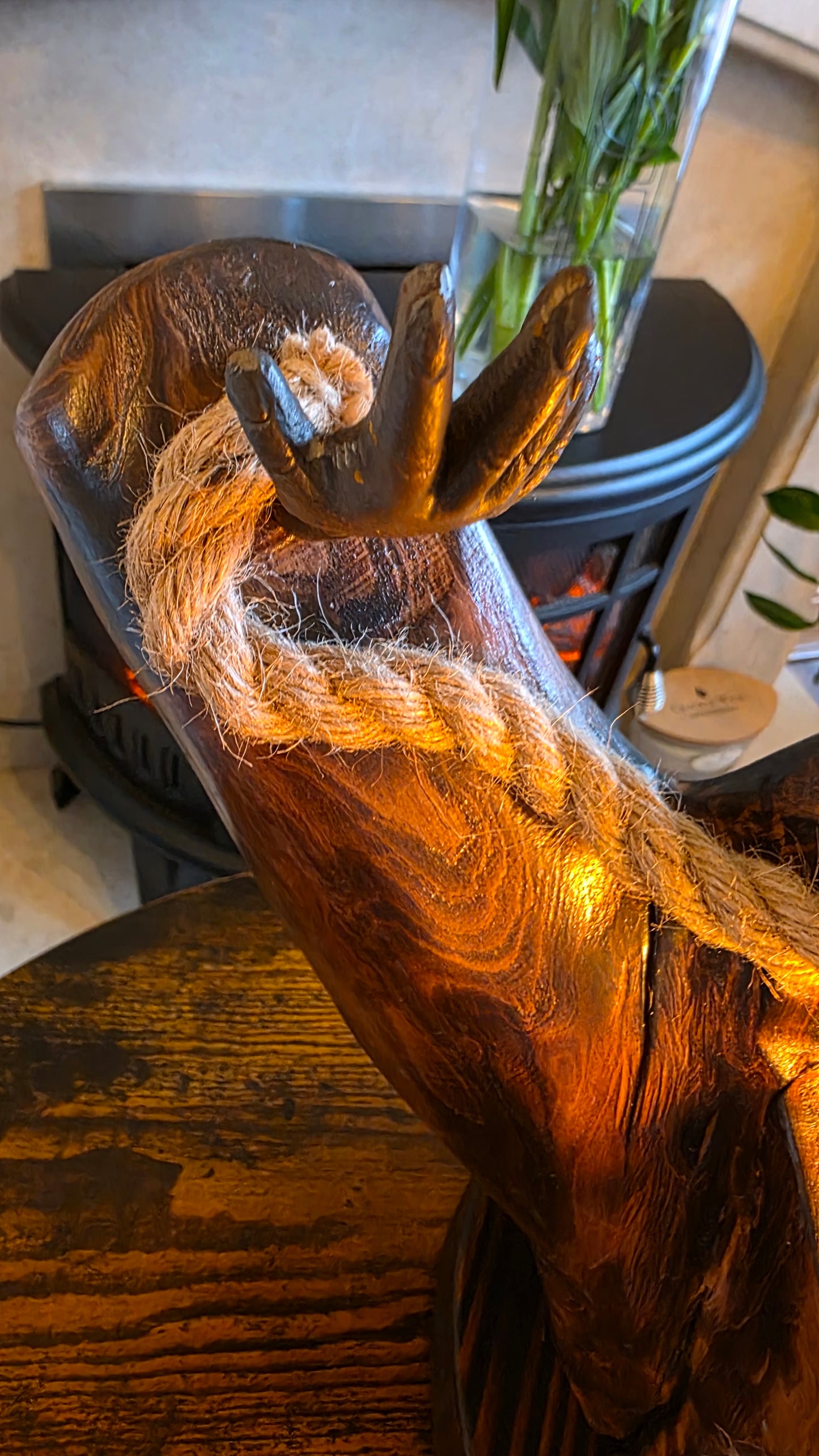 handcrafted wooden lamp