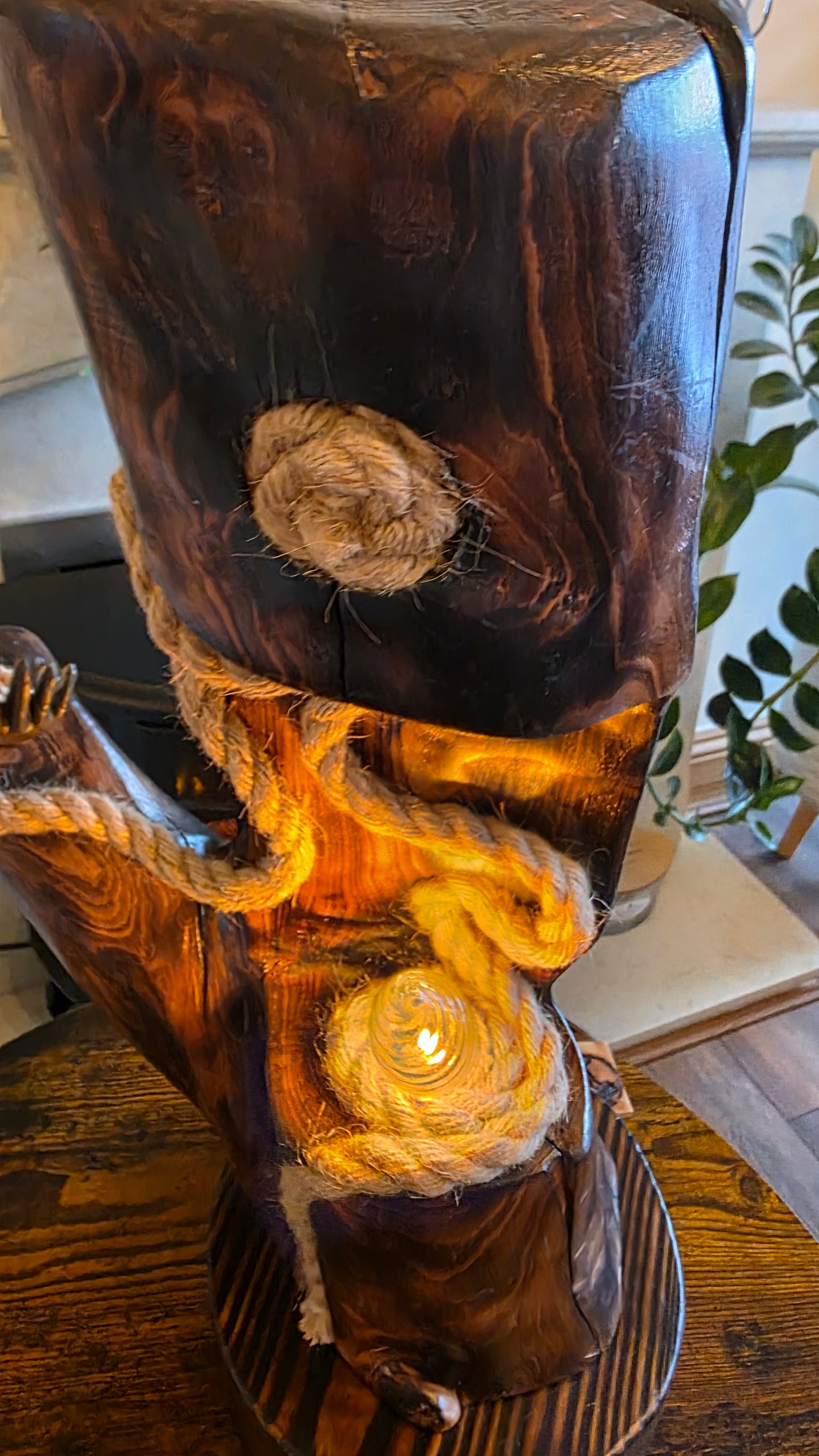 handcrafted wooden lamp