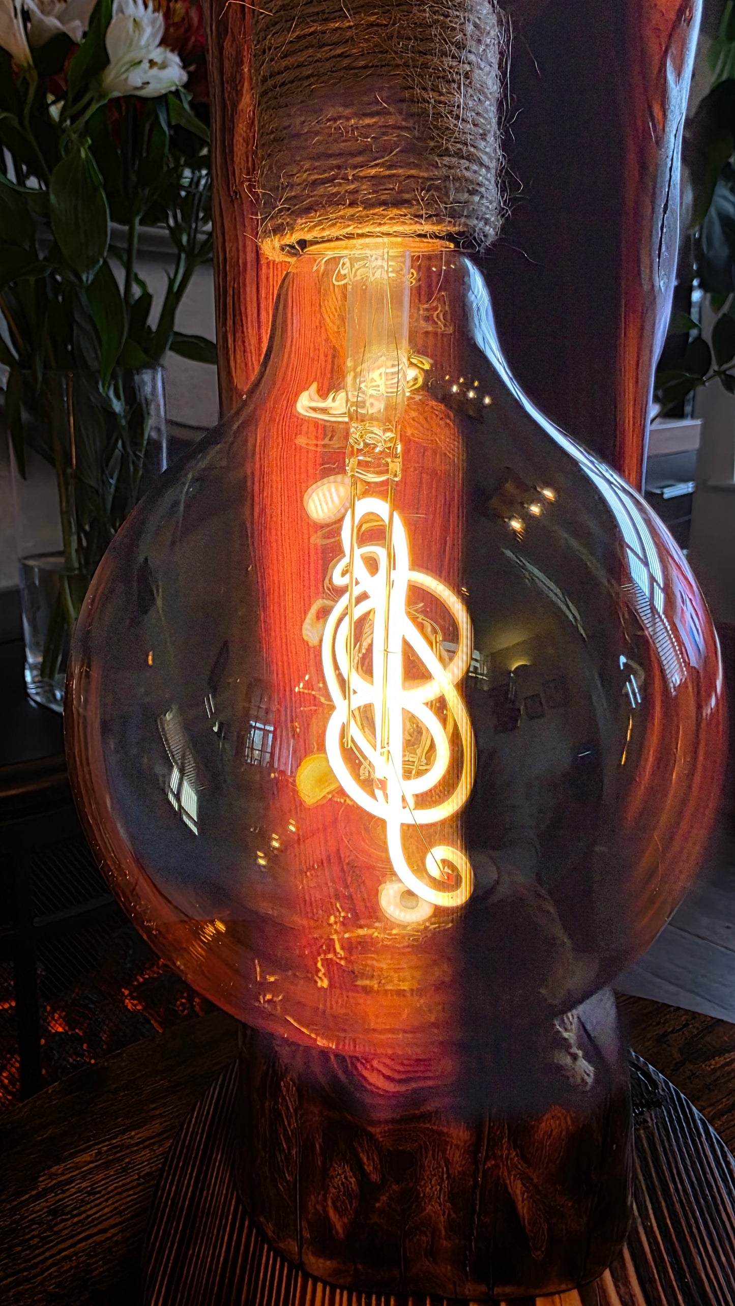 Handcrafted Solid Wood Table Lamp with Metal Anchor & Edison Bulb – Rustic Boho Style