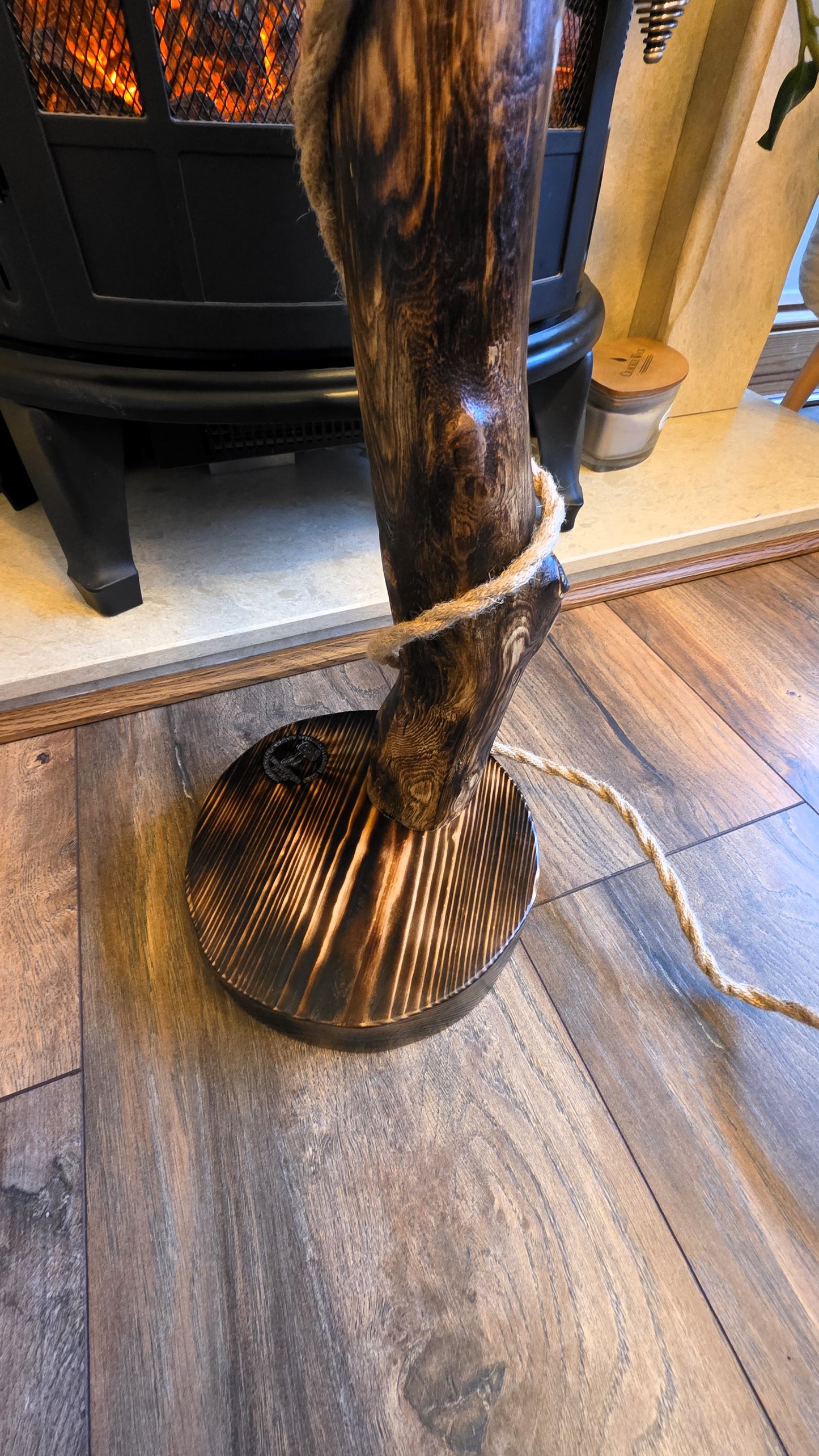Tall Driftwood Rustic Boho Floor Lamp with Butterfly – Handmade Wooden Lamp