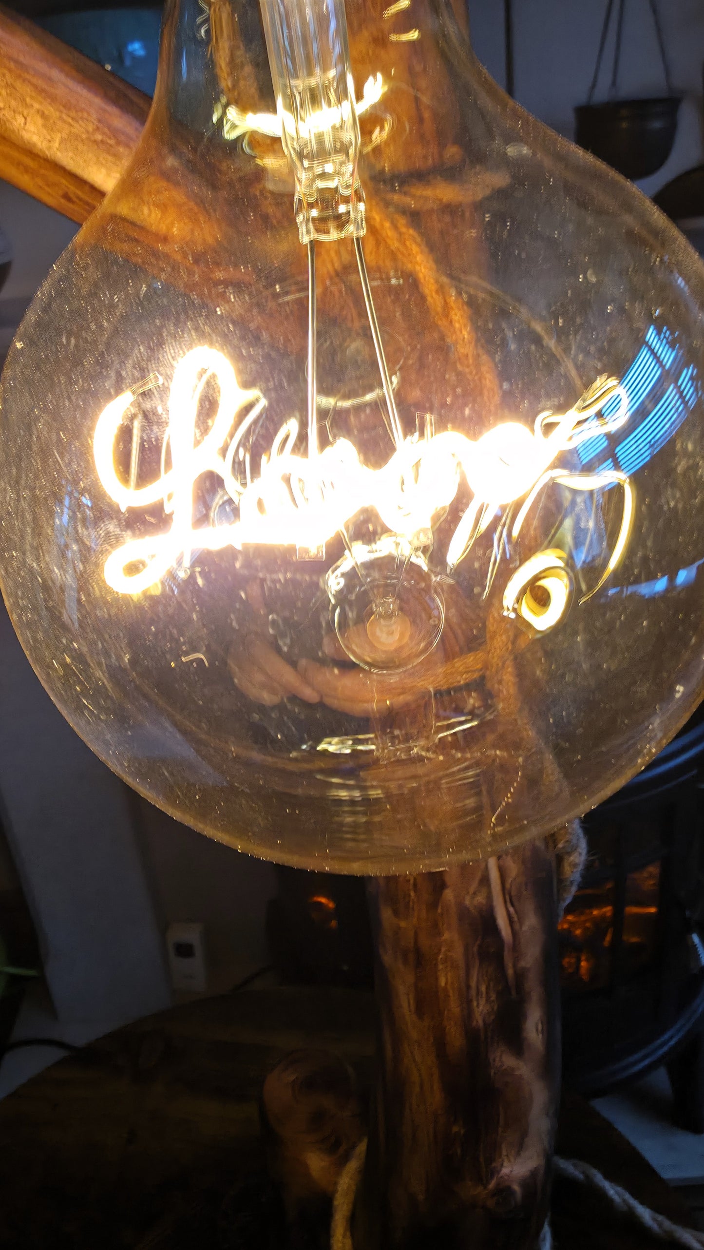 Rustic “Believe” Edison Lamp with Rose Detail 🌹✨