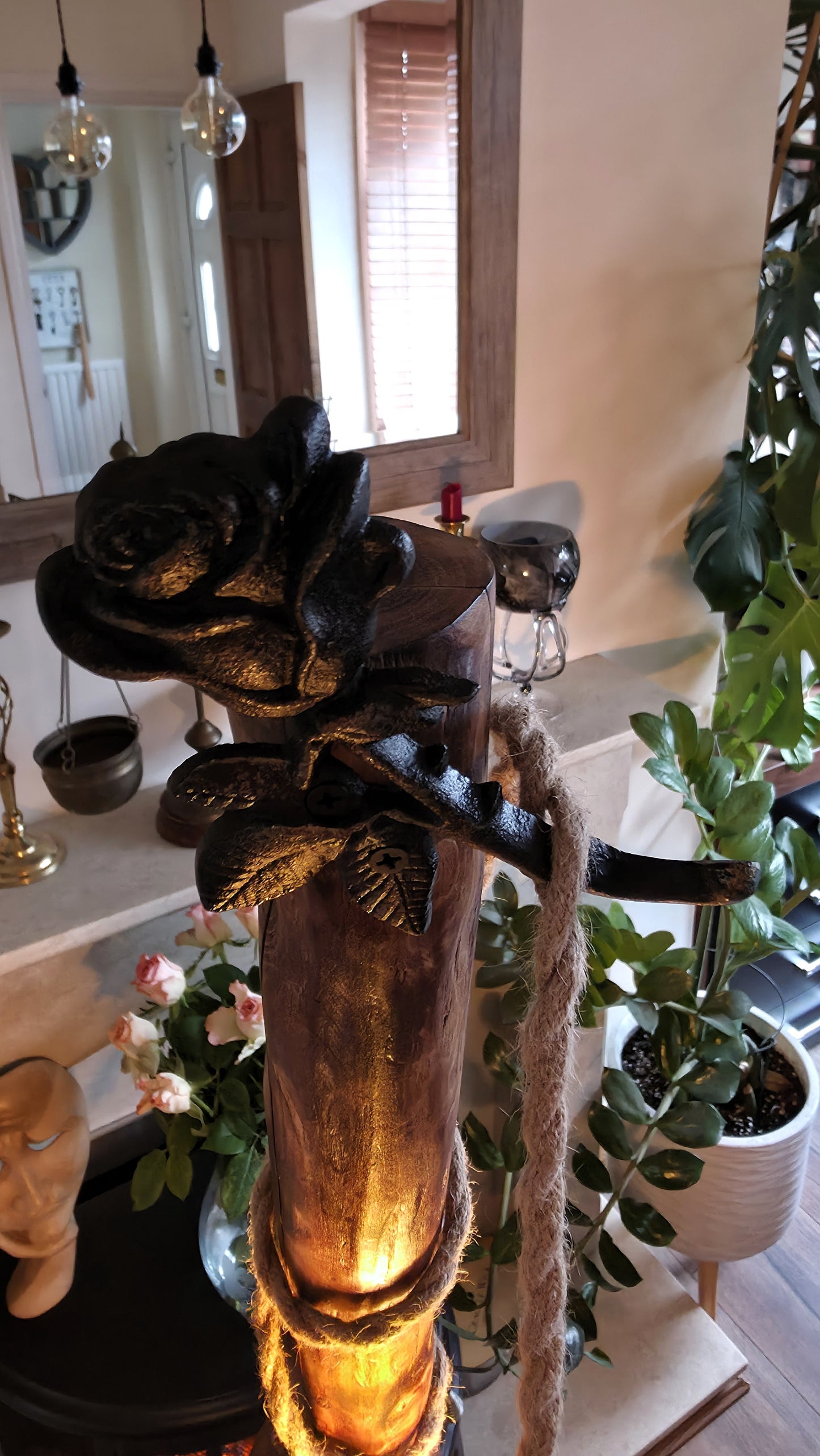 Rustic “Believe” Edison Lamp with Rose Detail 🌹✨
