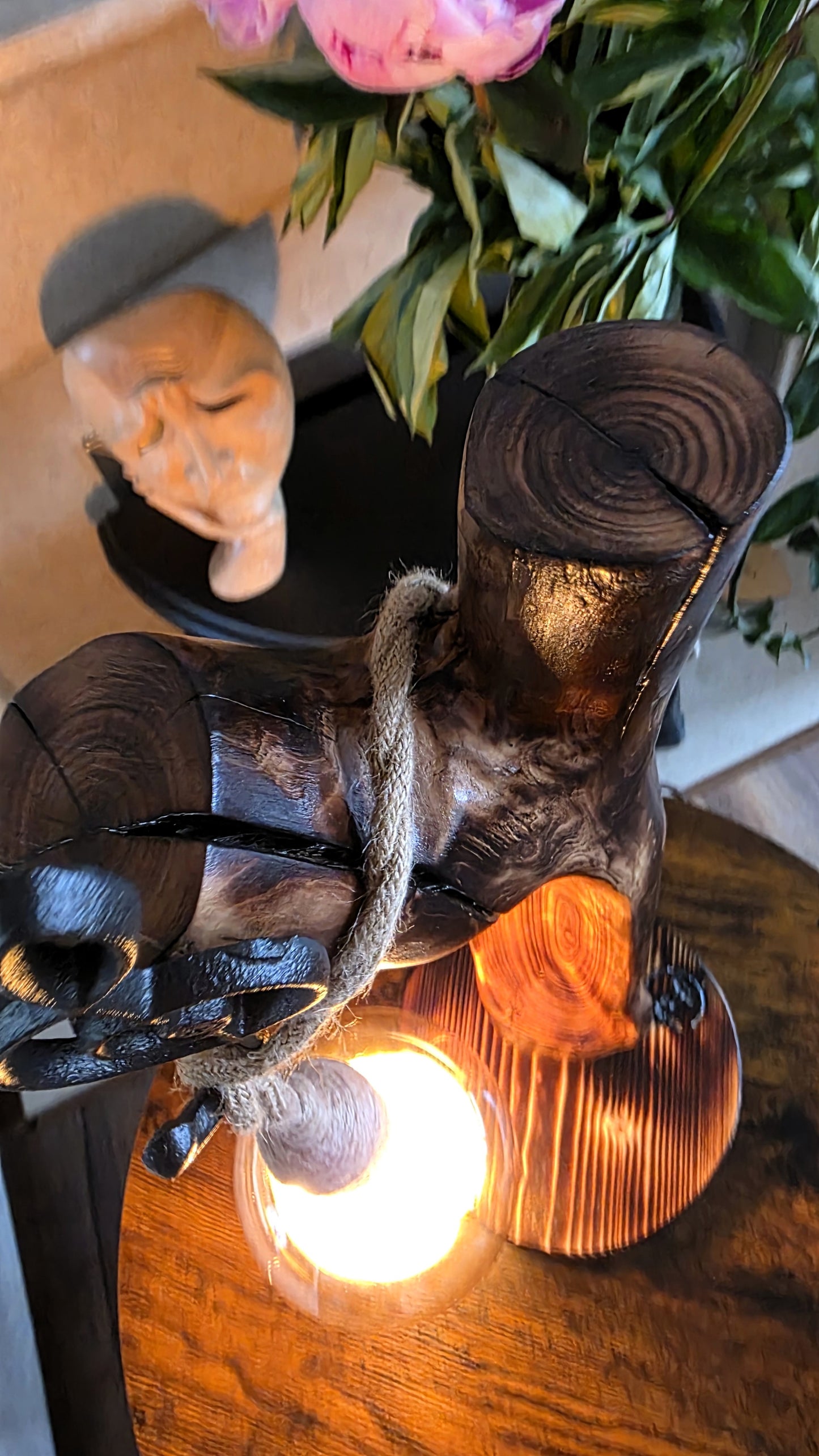Rustic Apple Wood Music Lamp – Treble Clef Edition 🎼✨