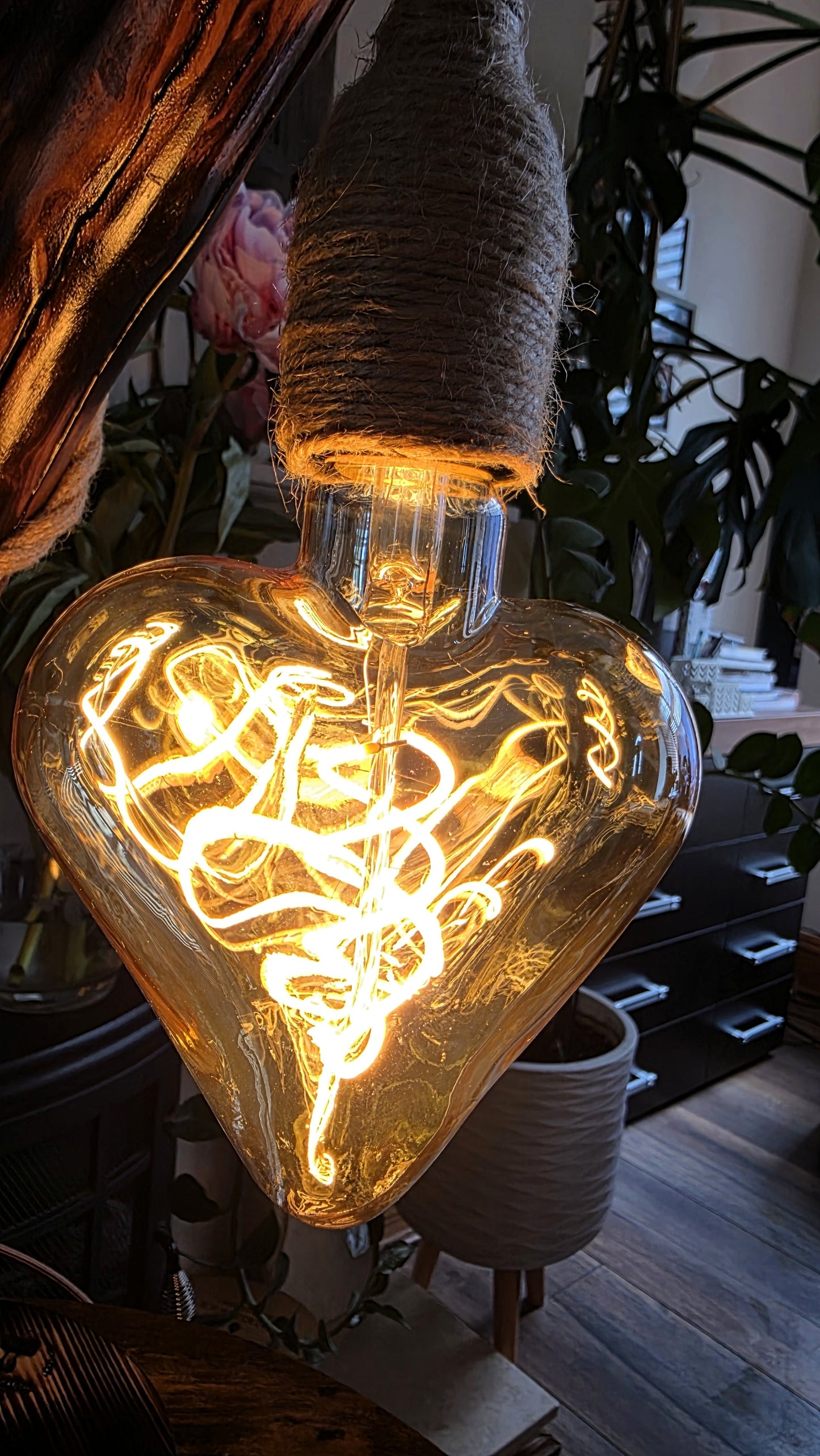 Rustic Apple Wood Love Lamp – Heart Bulb Wooden Table Light | Handmade Artisan Lighting ❤️✨