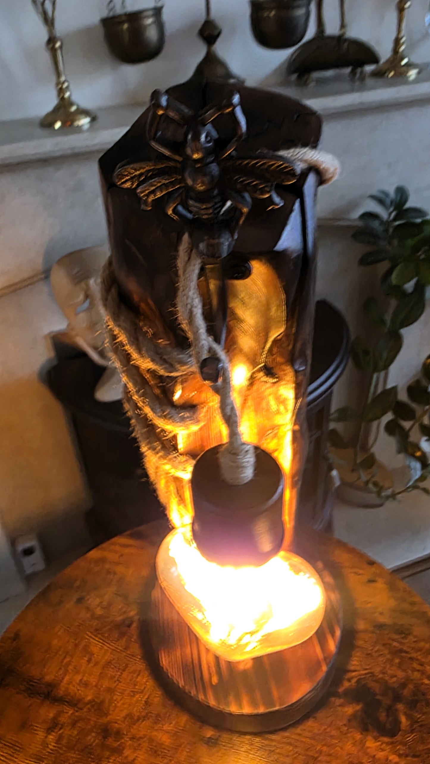 Rustic Bee Lamp – Handmade Apple Wood Table Lamp | Unique Wooden Lighting | One of a Kind 🐝🪵