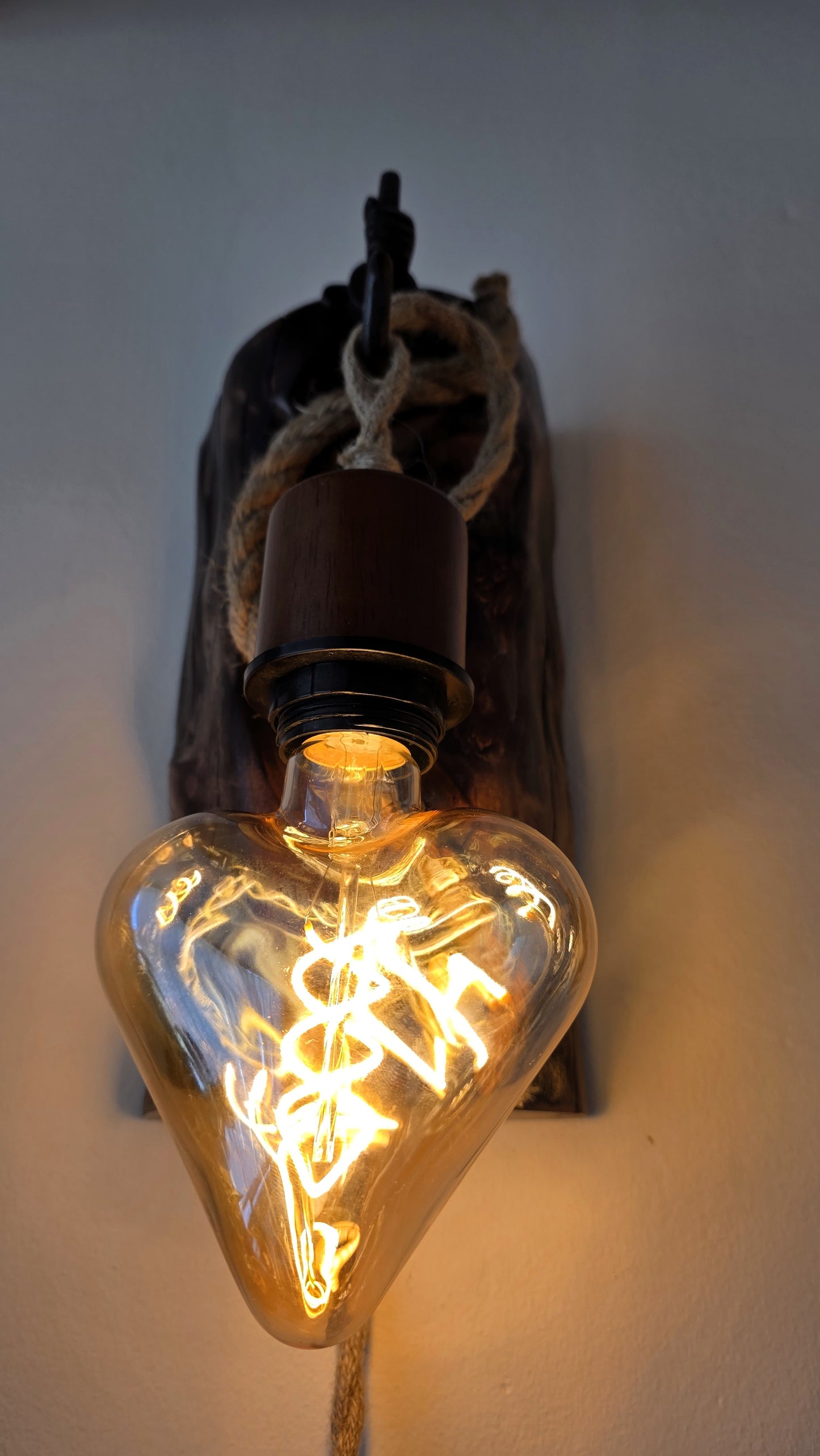 Rustic Heart Wall Sconces – Handmade Wooden Plug-In Wall Lamp Set of 2 ❤️🪵✨