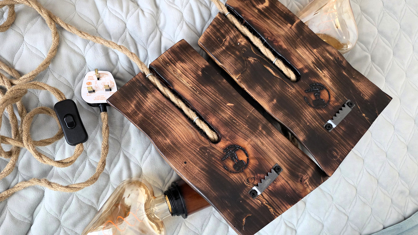 Rustic Heart Wall Sconces – Handmade Wooden Plug-In Wall Lamp Set of 2 ❤️🪵✨