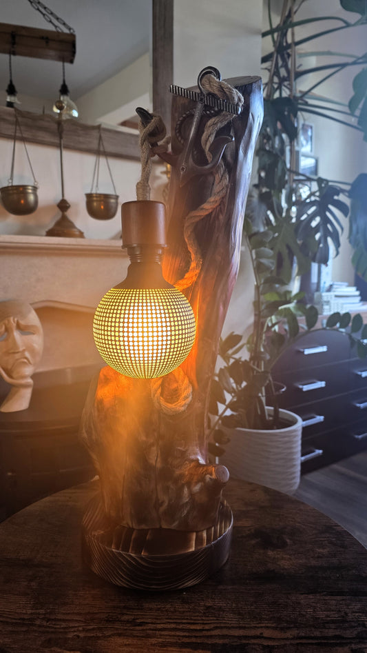 Rustic Apple Wood Anchor Lamp – One of a Kind Handmade Wooden Table Lamp