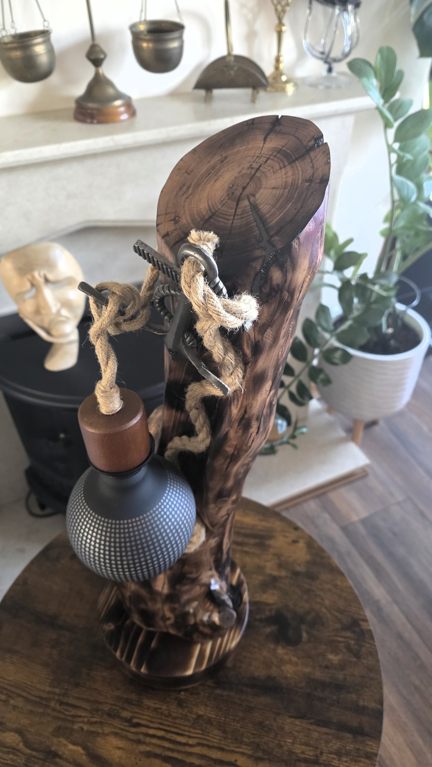Rustic Apple Wood Anchor Lamp – One of a Kind Handmade Wooden Table Lamp