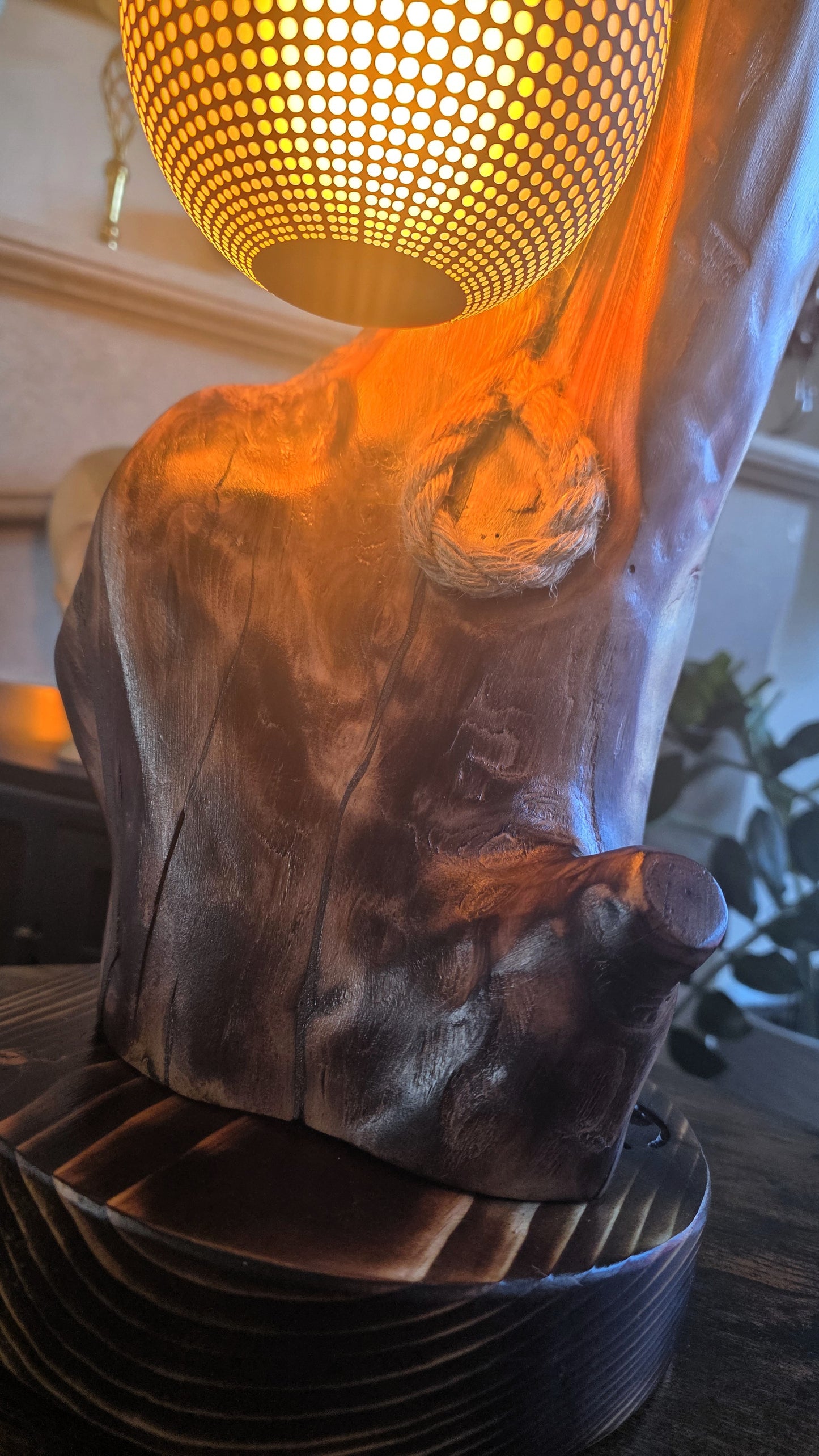 Rustic Apple Wood Anchor Lamp – One of a Kind Handmade Wooden Table Lamp