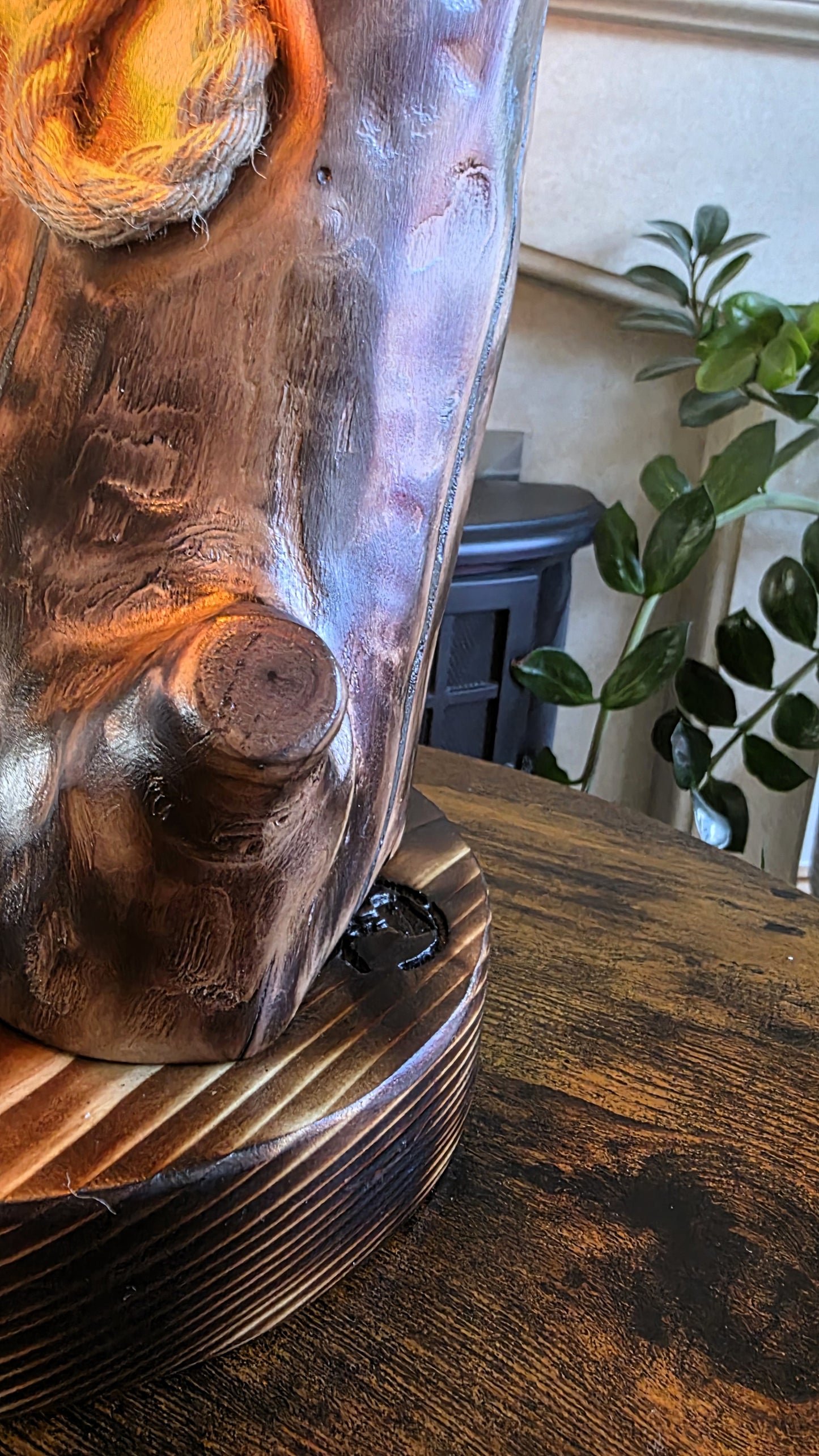 Rustic Apple Wood Anchor Lamp – One of a Kind Handmade Wooden Table Lamp