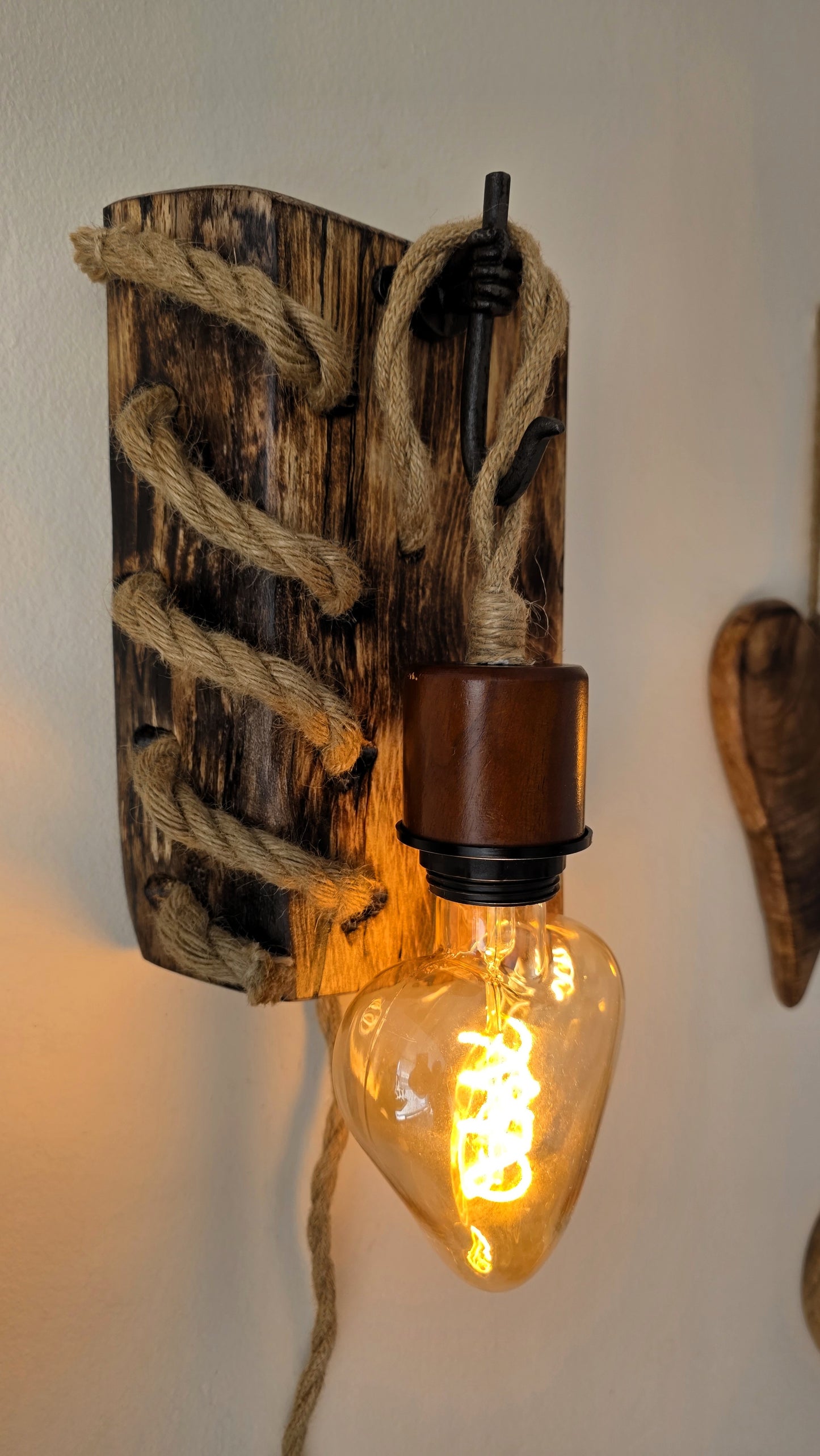 Handmade Beech Wood Wall Sconces – Set of 2 | Rustic Plug-In Lamps