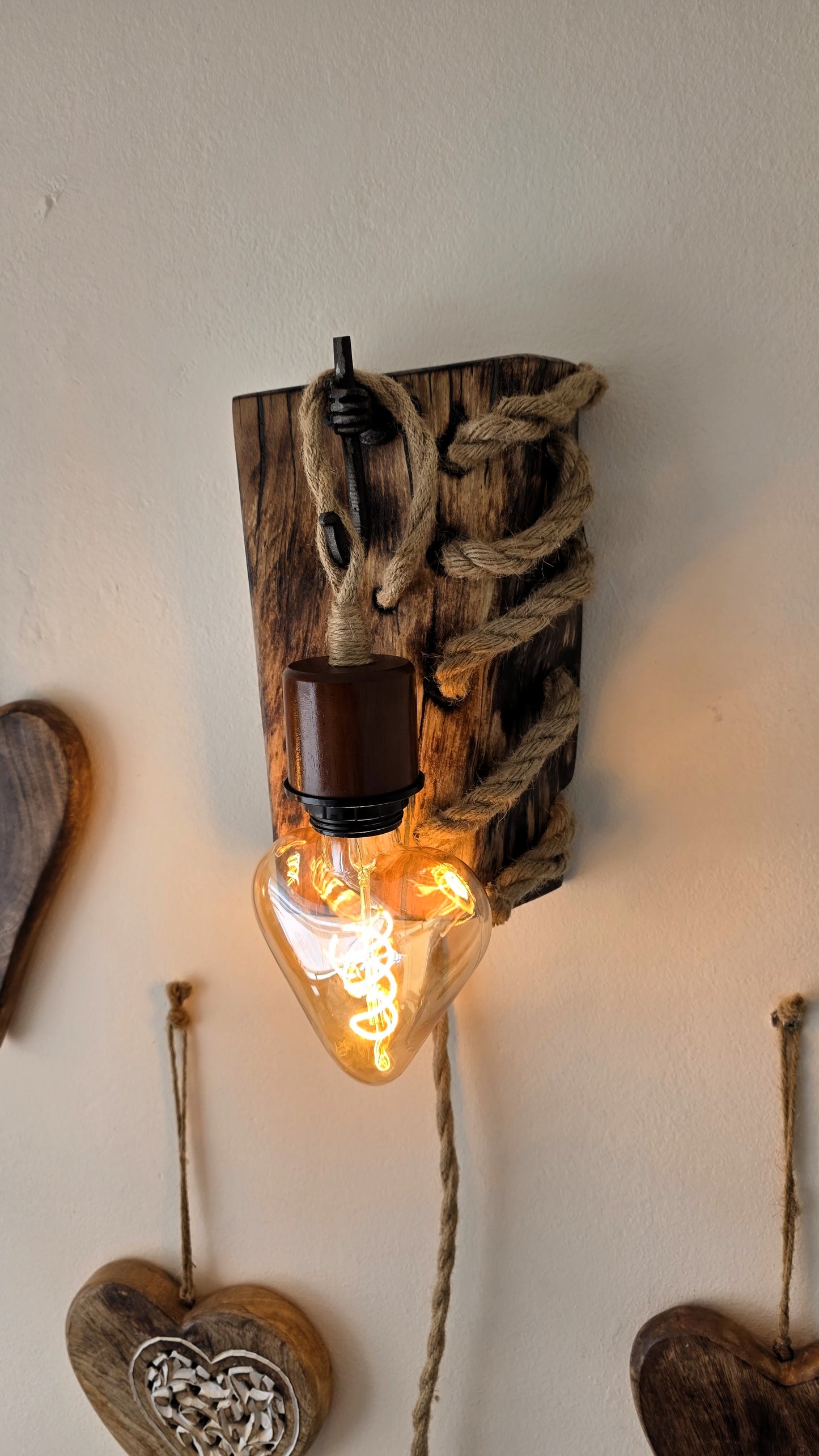Handmade Beech Wood Wall Sconces – Set of 2 | Rustic Plug-In Lamps