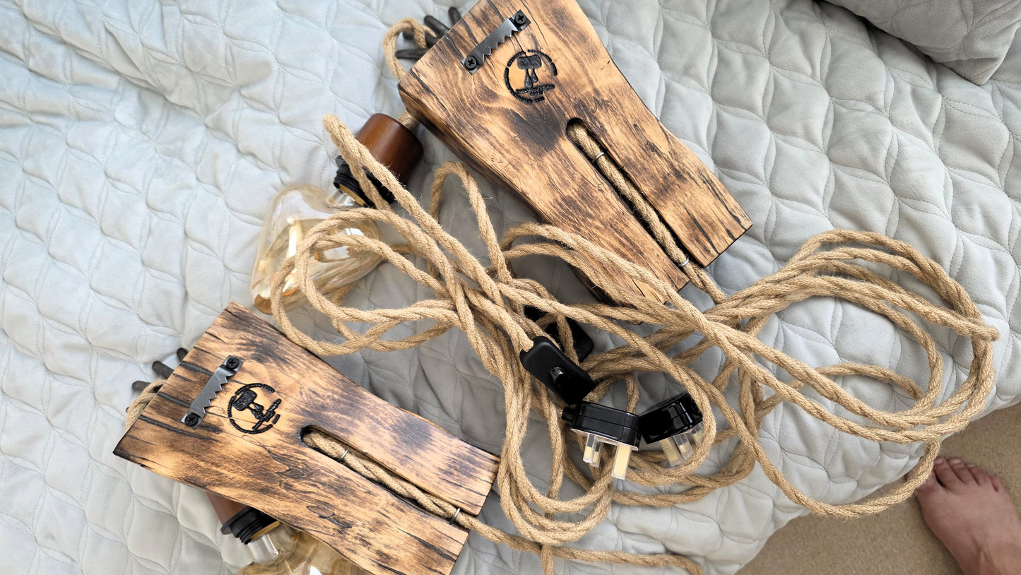 Handcrafted Rustic Wall Sconce Set of 2 | Apple Wood & Heart Edison Bulbs