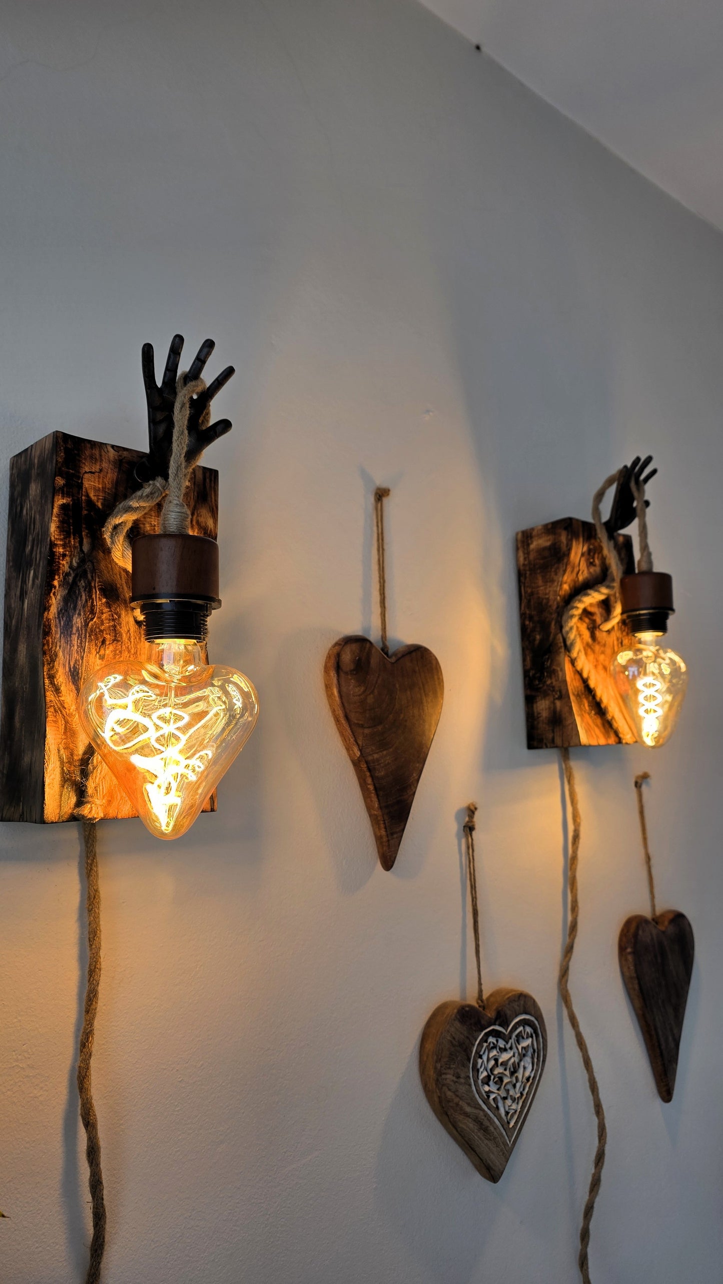 Handcrafted Beech Wood Heart Wall Sconces – Set of 2 🤎✨