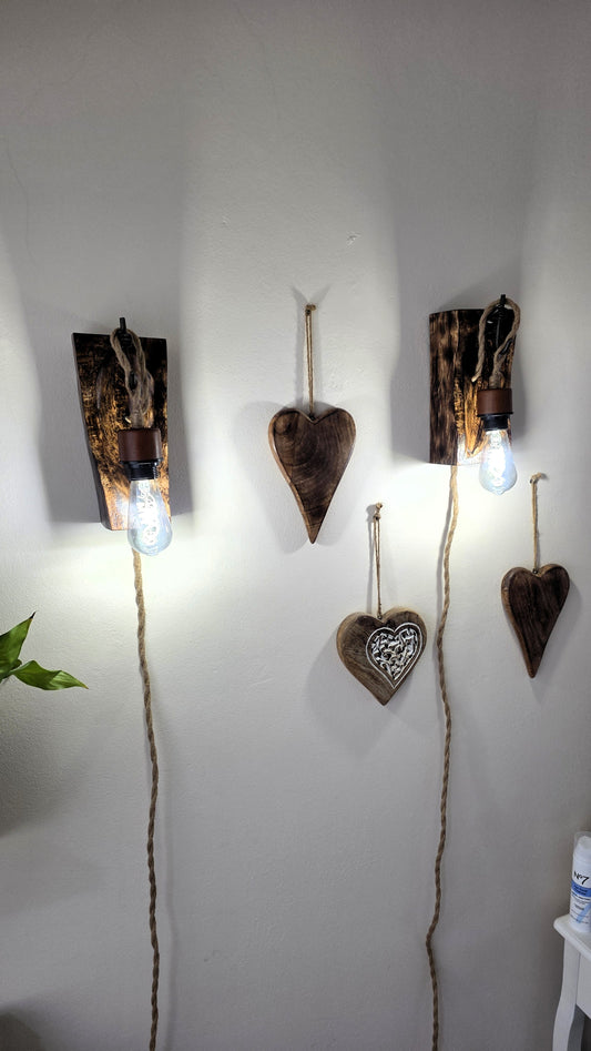 Handcrafted Beech Wood Wall Sconces – Set of 2 🪵✨