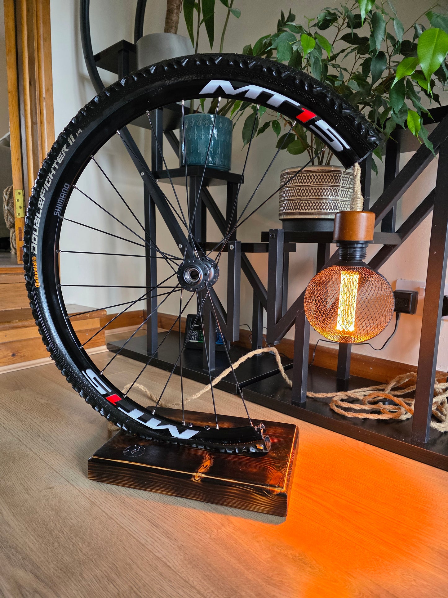 Upcycled Bicycle Wheel Floor Lamp – Handmade Industrial Lighting