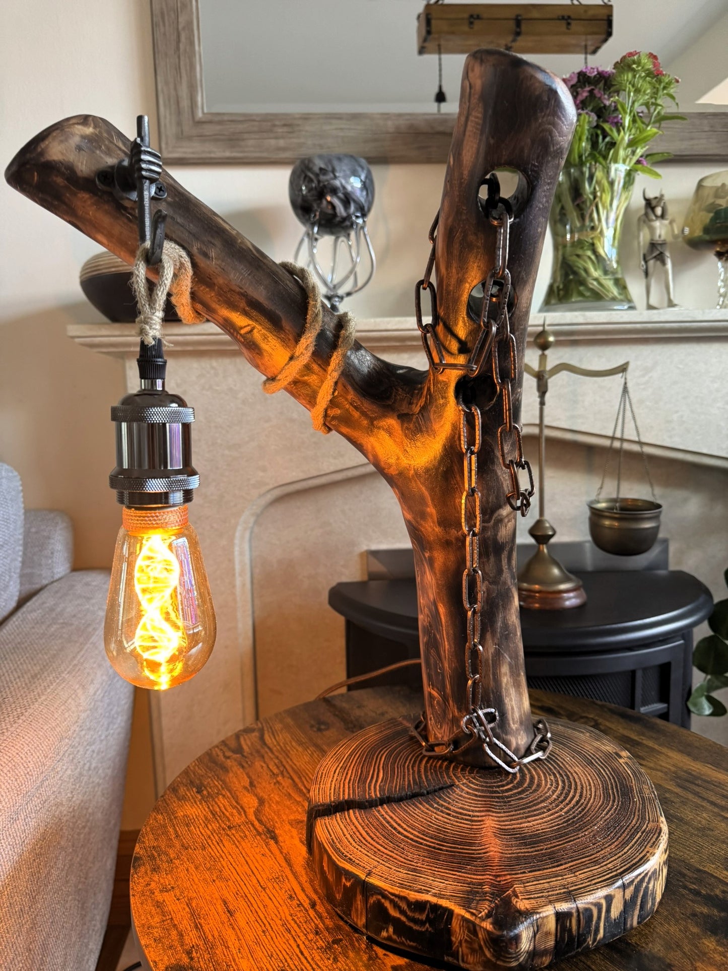 unique handmade wooden lamp
