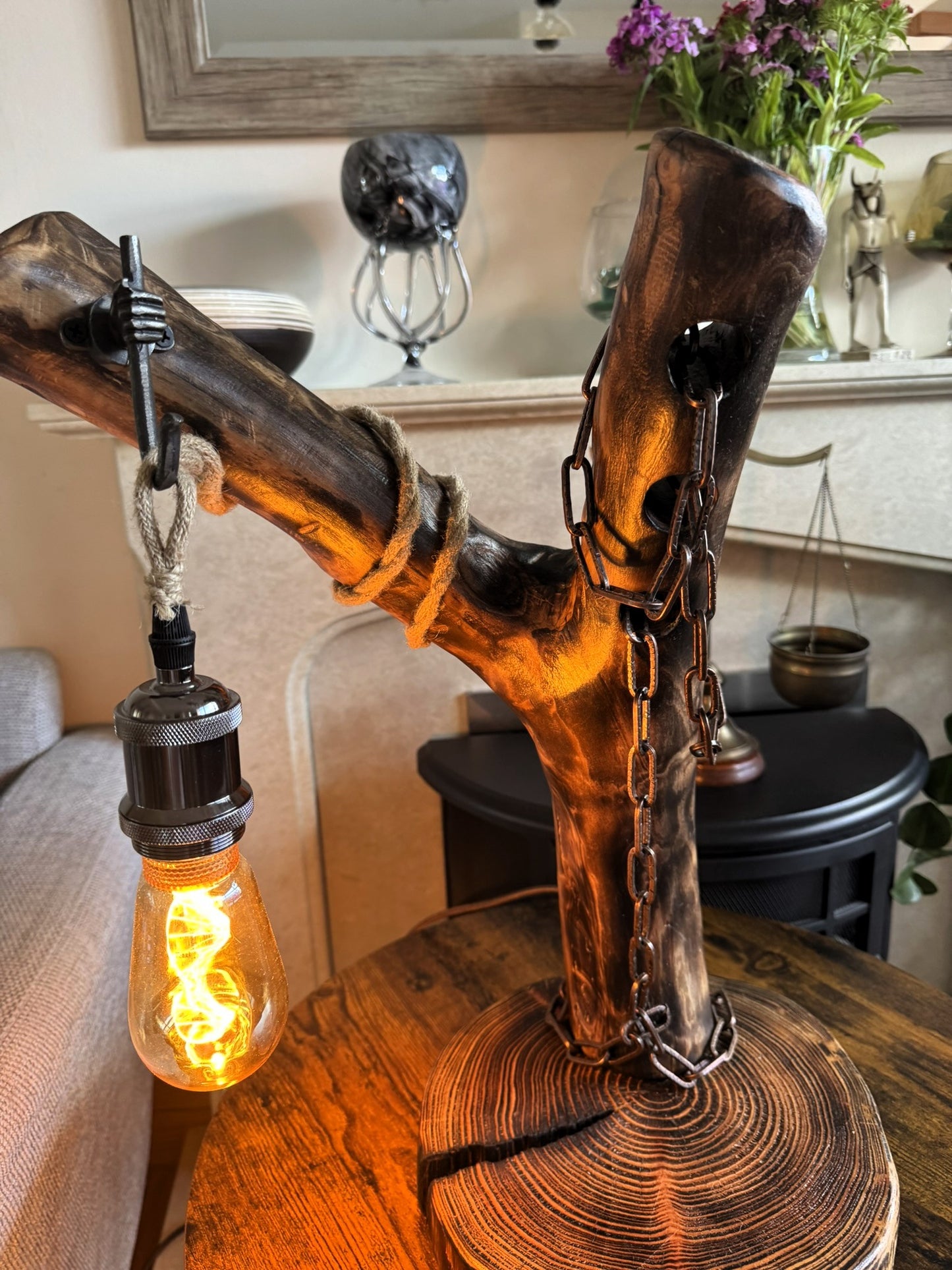 unique handmade wooden lamp