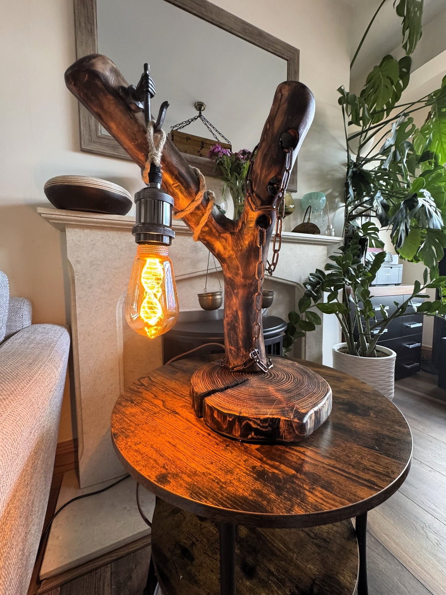 unique handmade wooden lamp