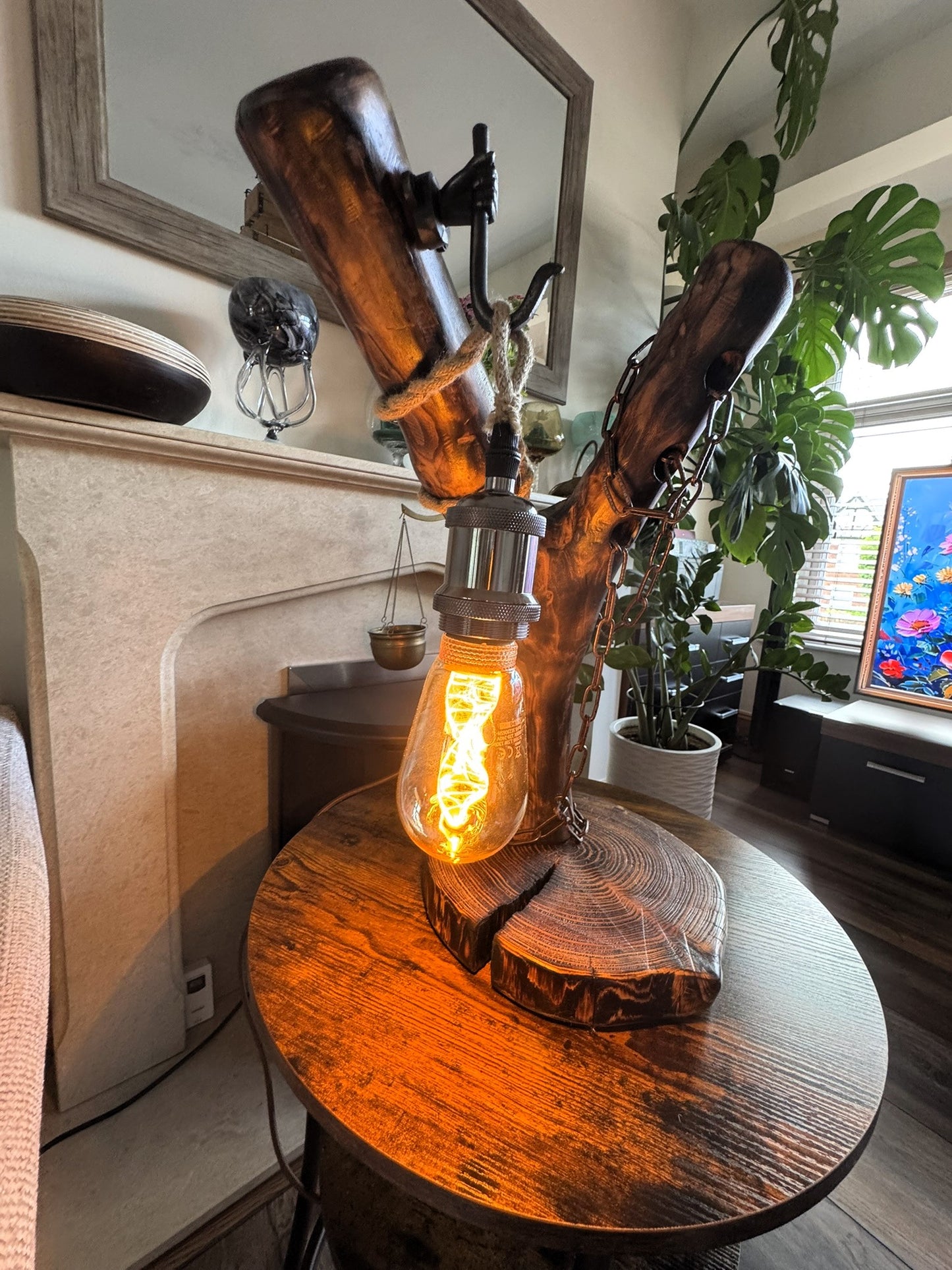 unique handmade wooden lamp