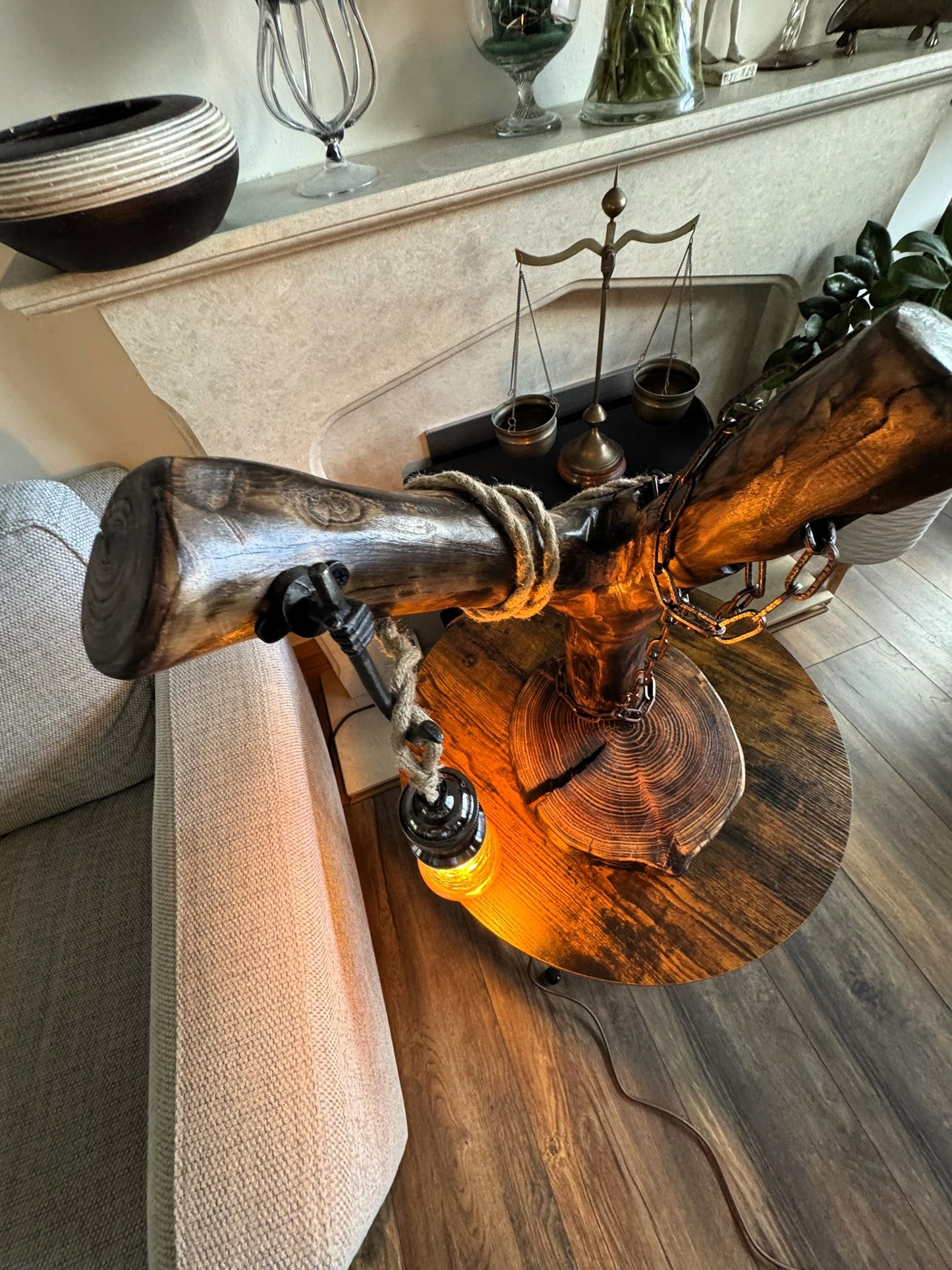 unique handmade wooden lamp