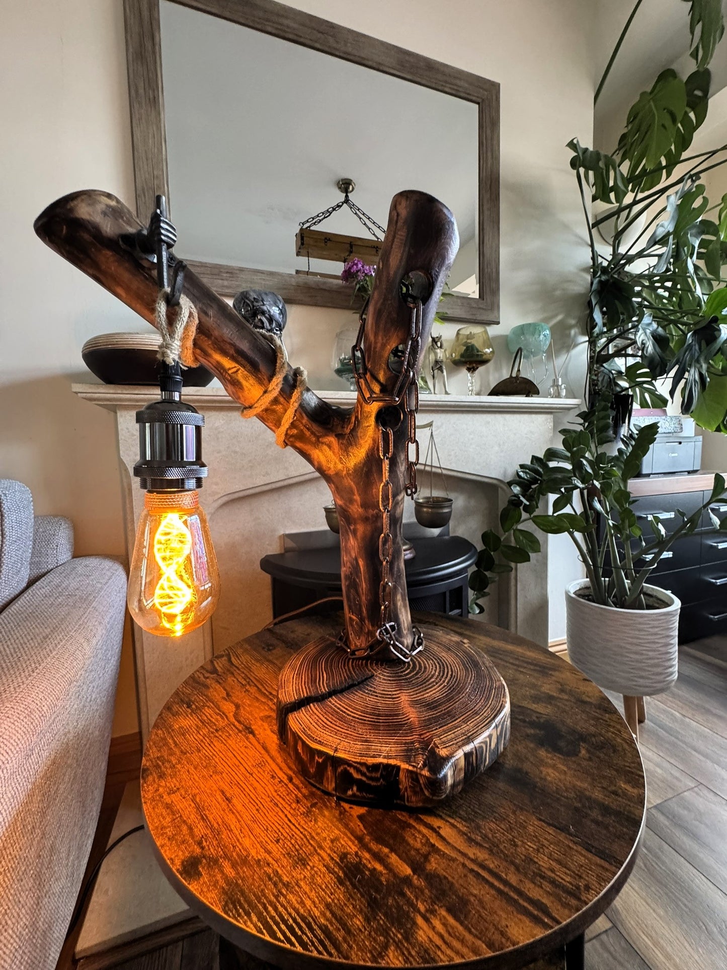 unique handmade wooden lamp