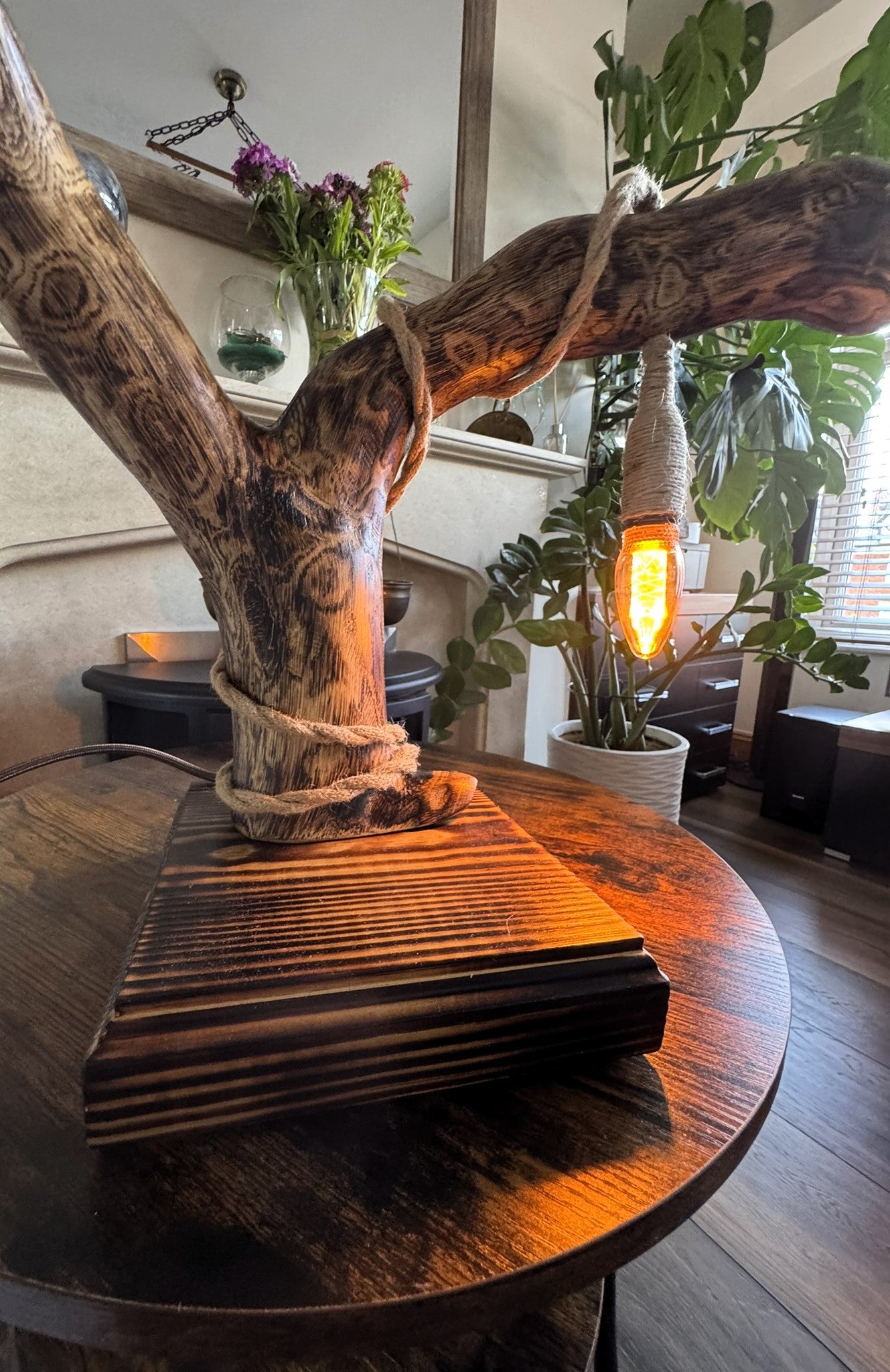 unique handmade wooden lamp