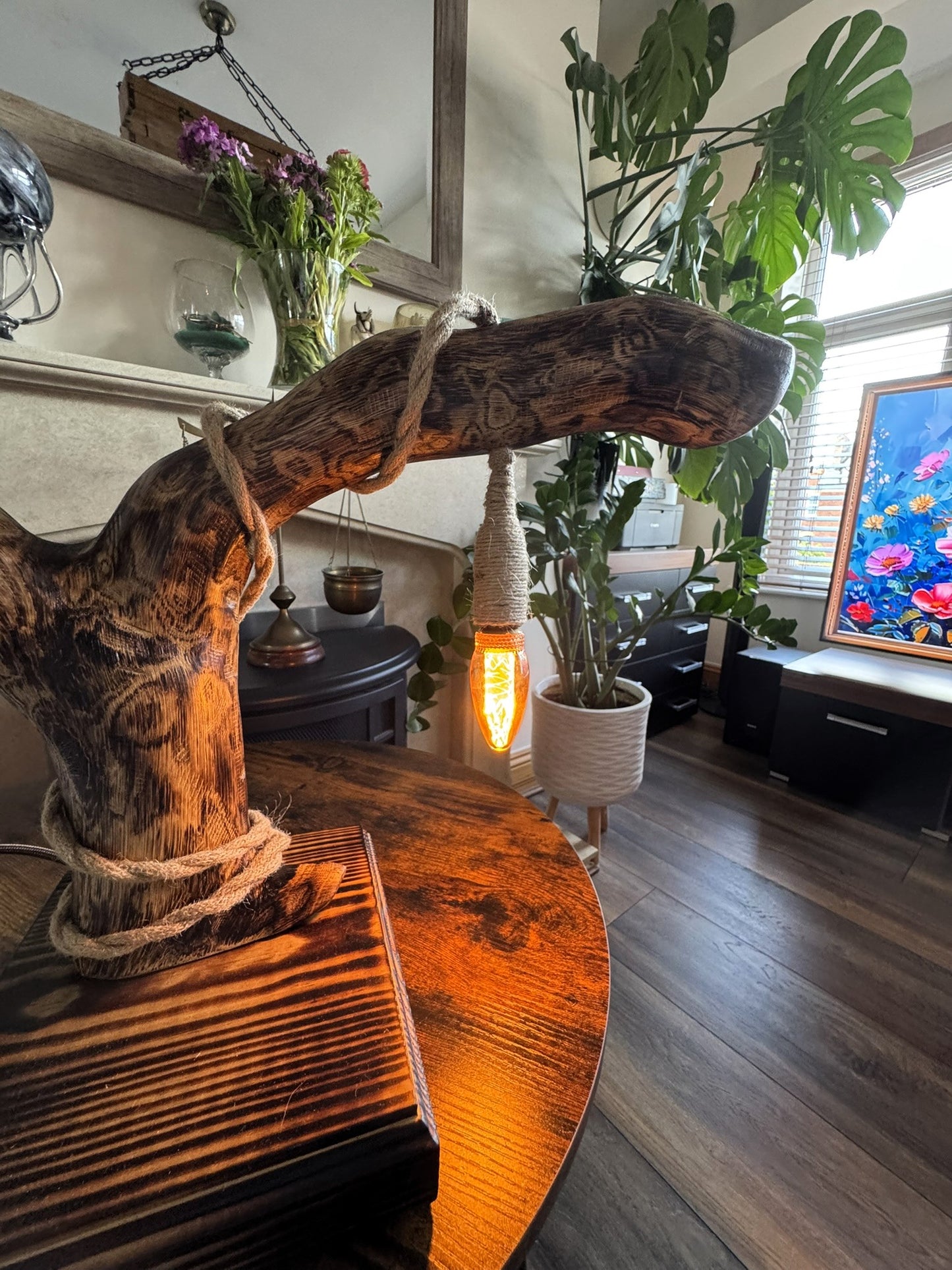 unique handmade wooden lamp