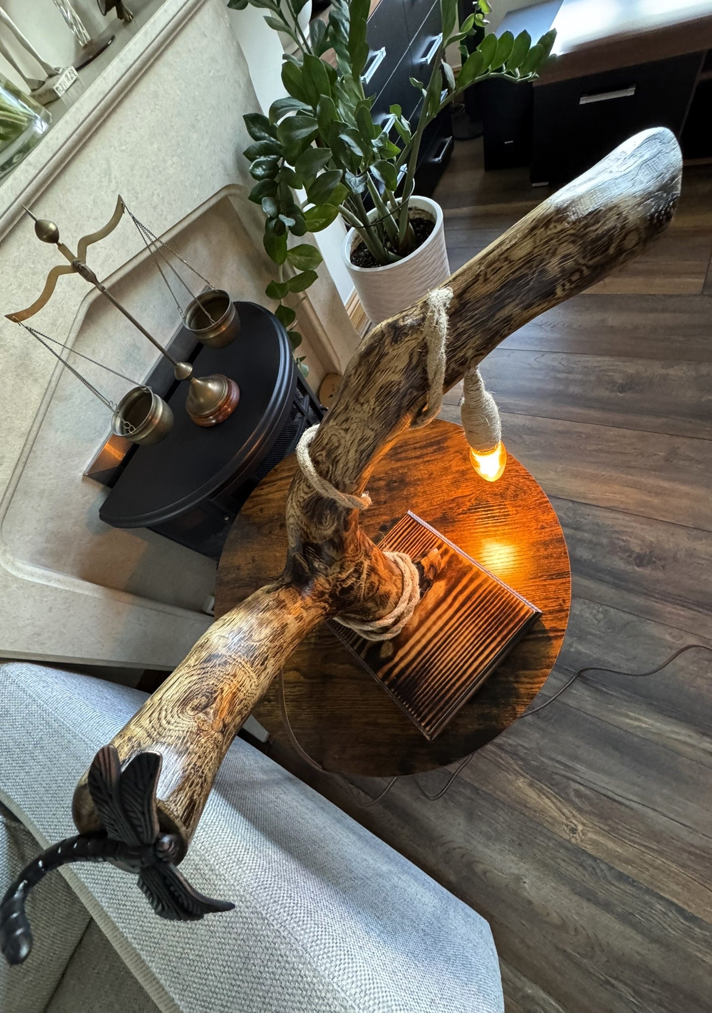 unique handmade wooden lamp