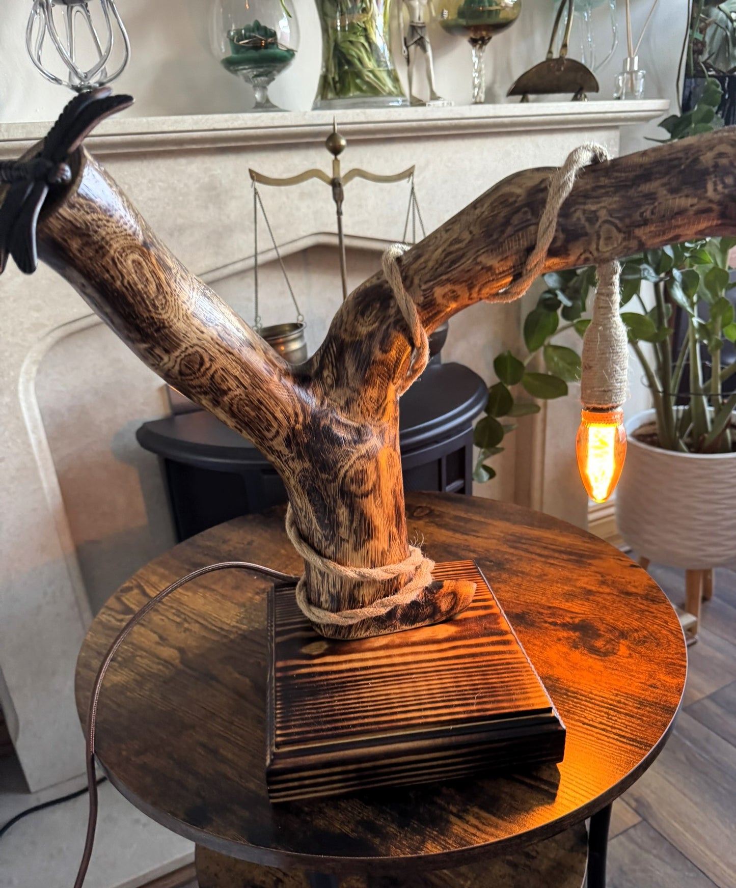 unique handmade wooden lamp