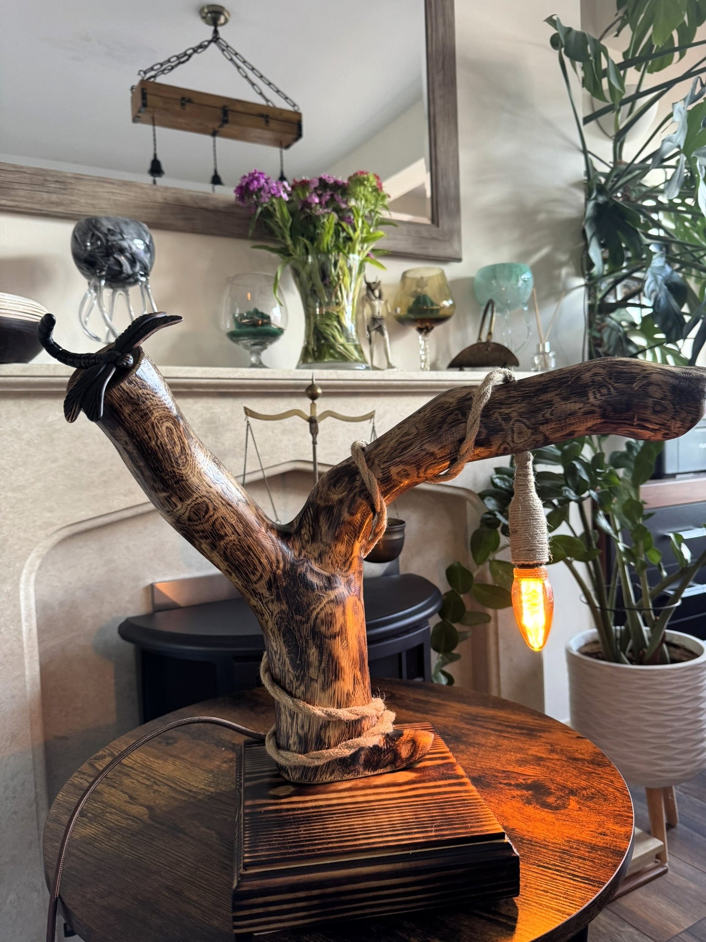 unique handmade wooden lamp