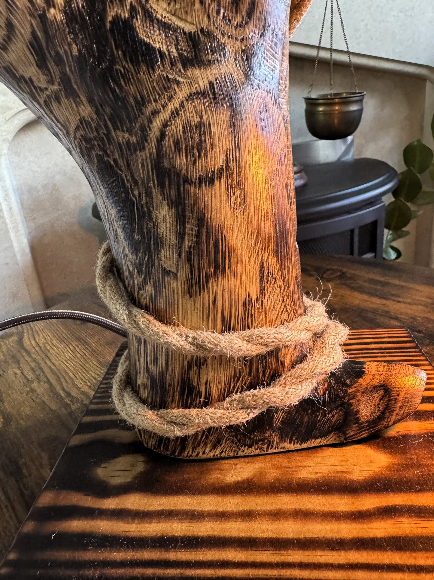 unique handmade wooden lamp