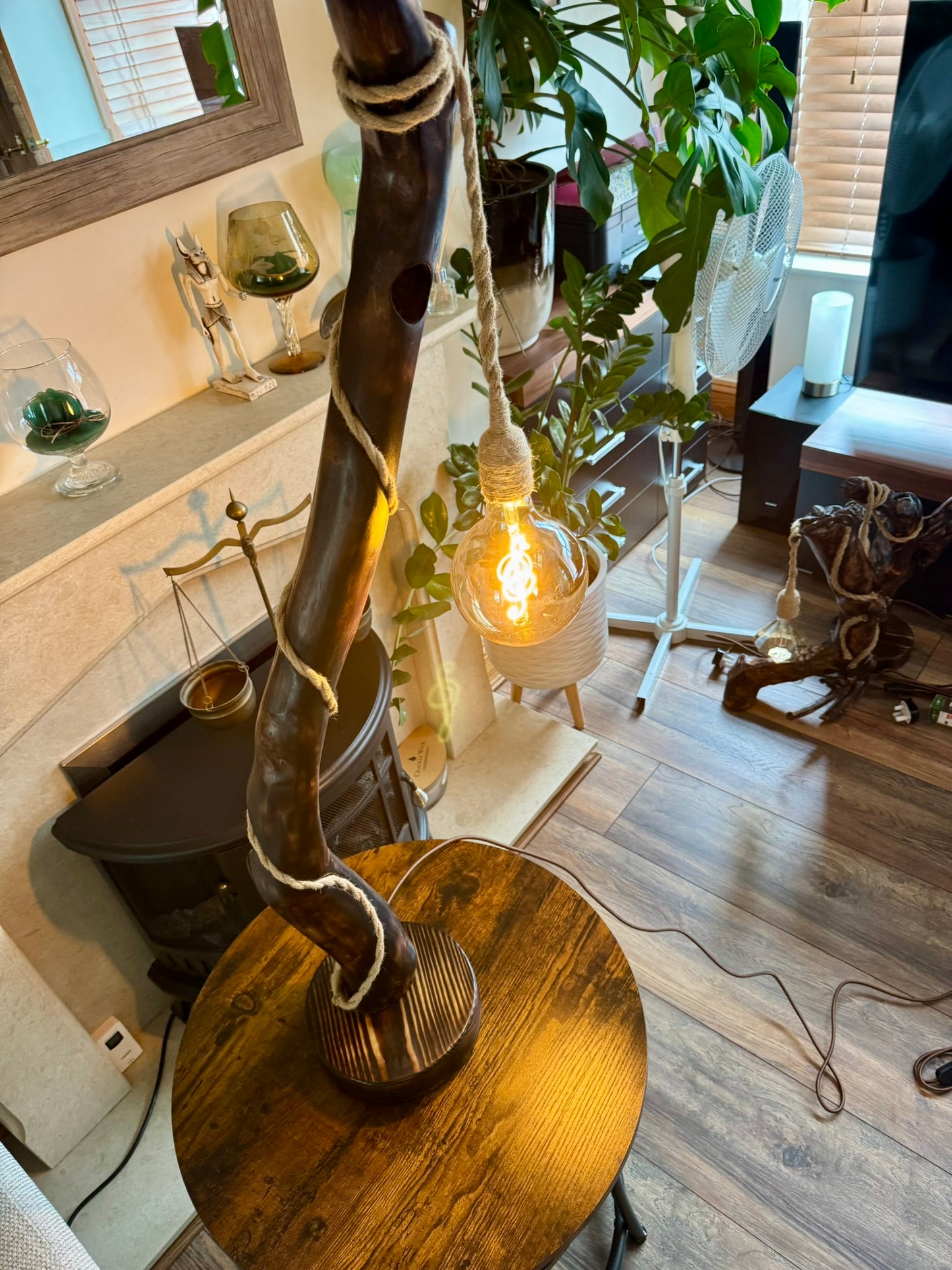 handcrafted wooden lamp