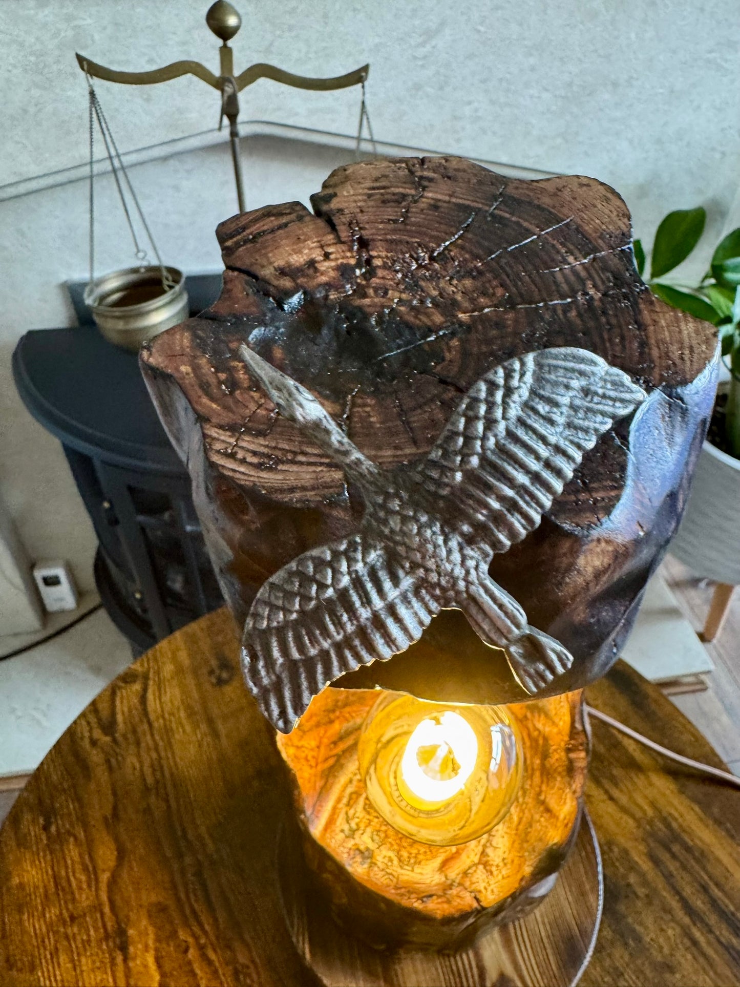 handcrafted wooden lamp