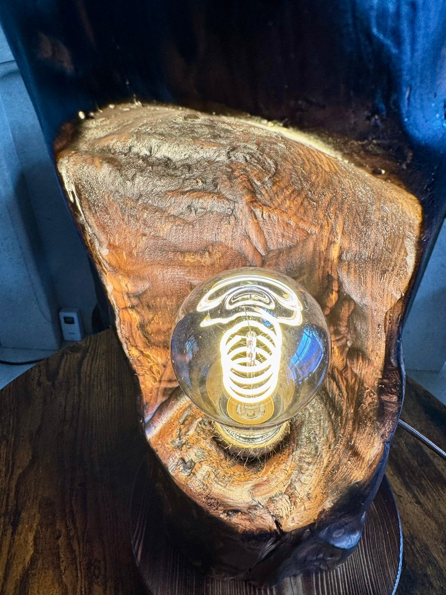 handcrafted wooden lamp