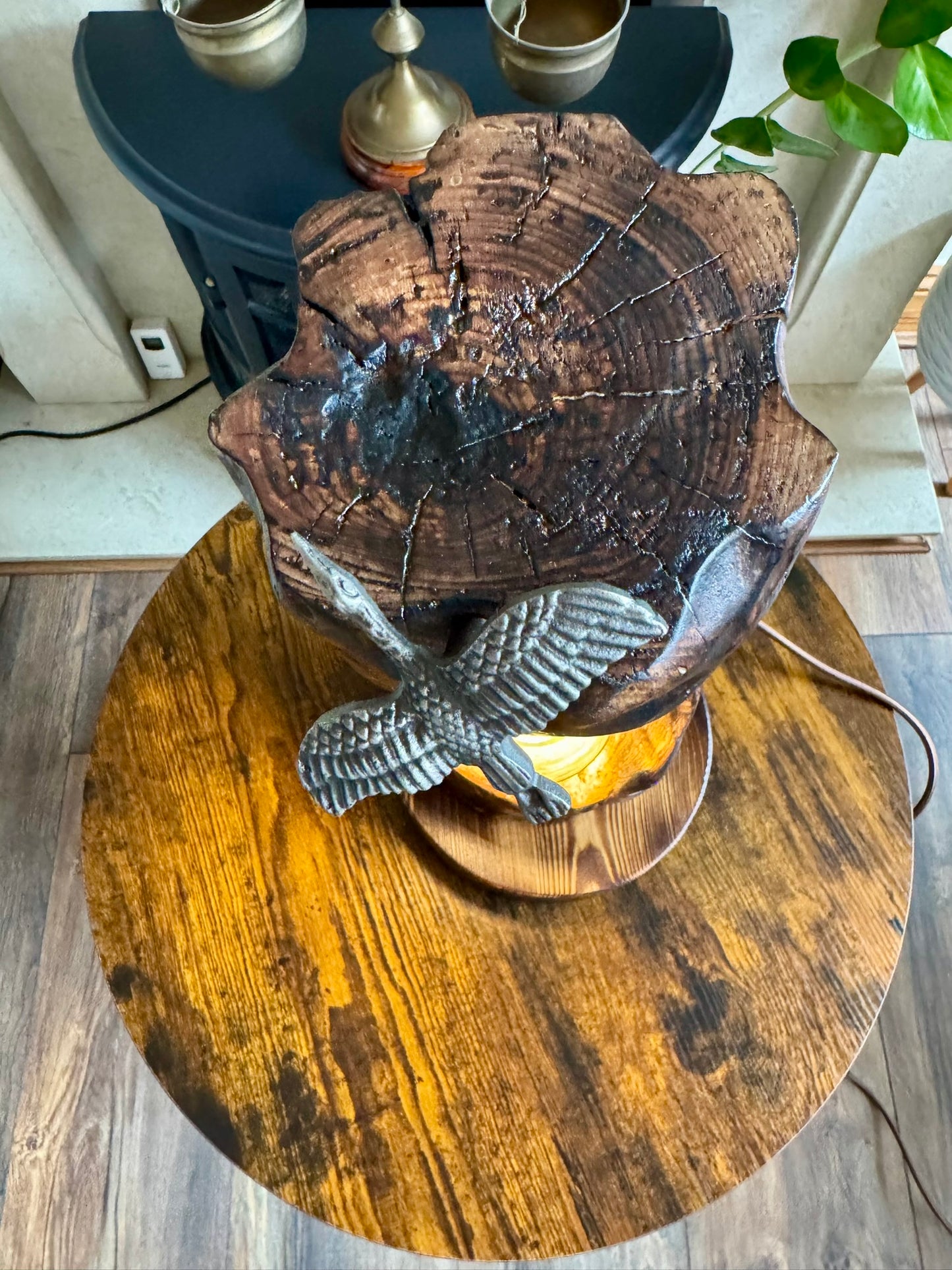 handcrafted wooden lamp