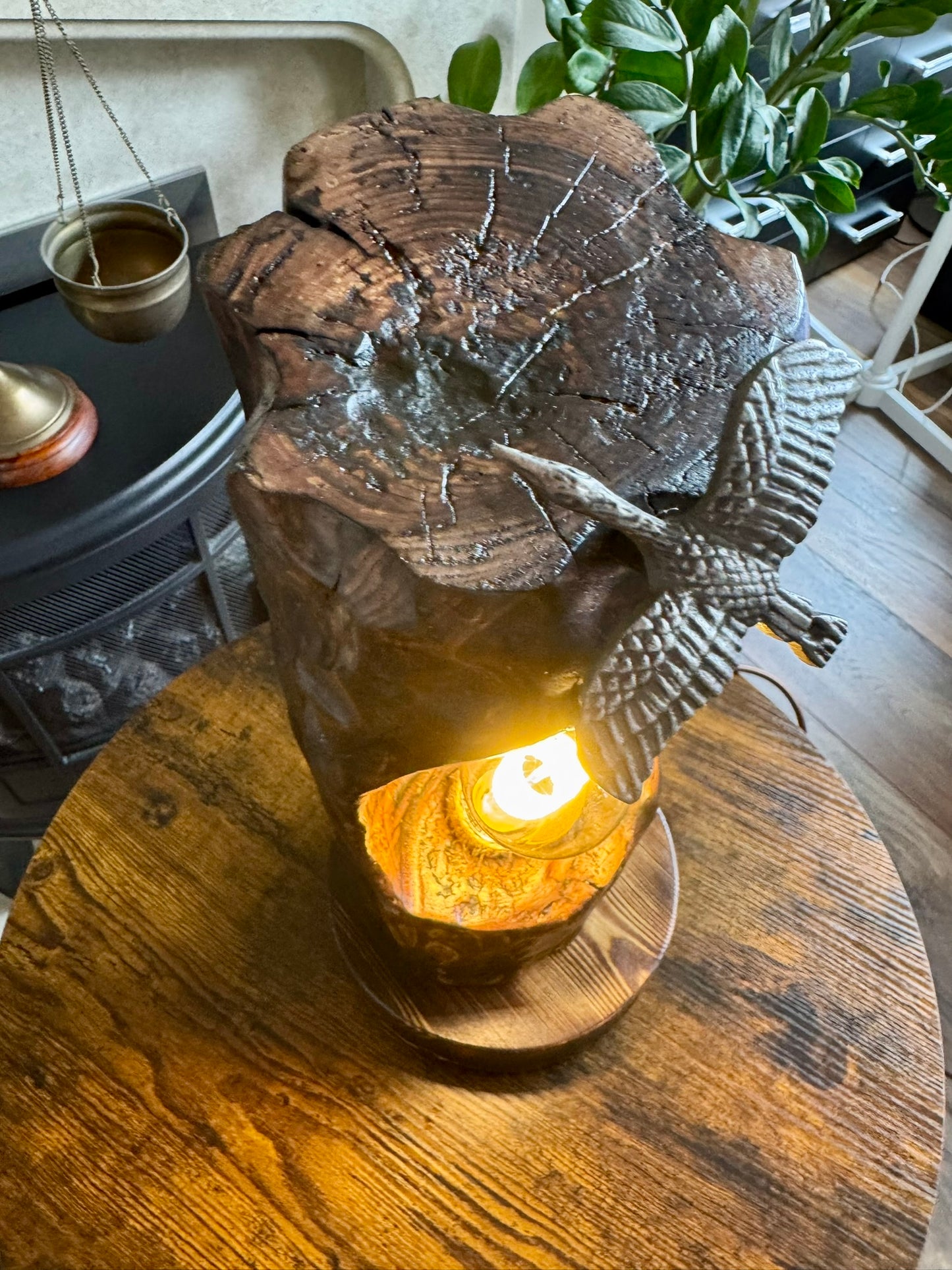 handcrafted wooden lamp