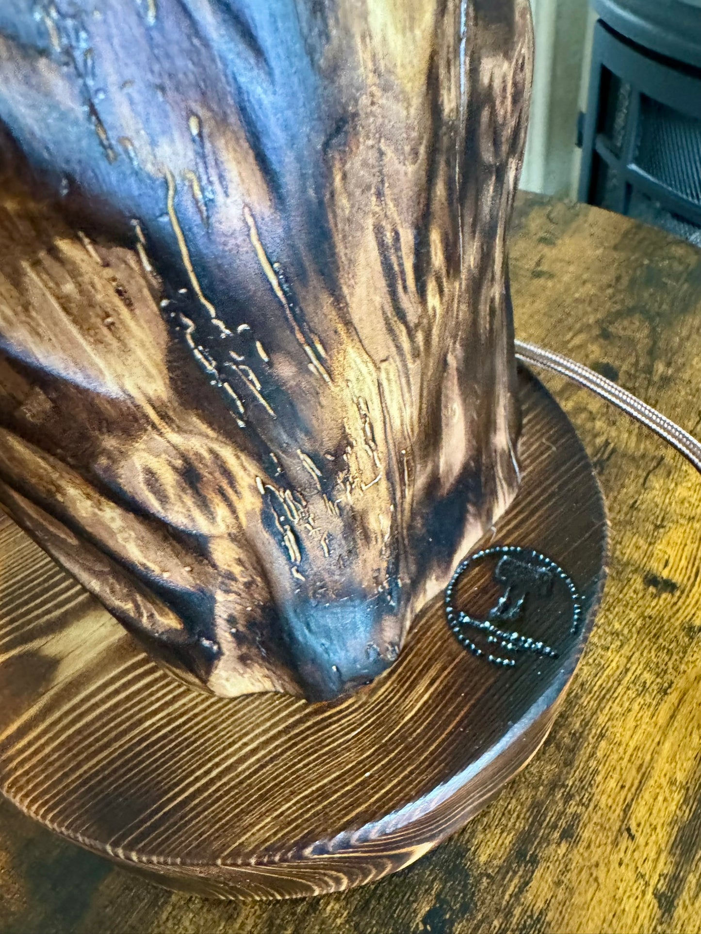 handcrafted wooden lamp