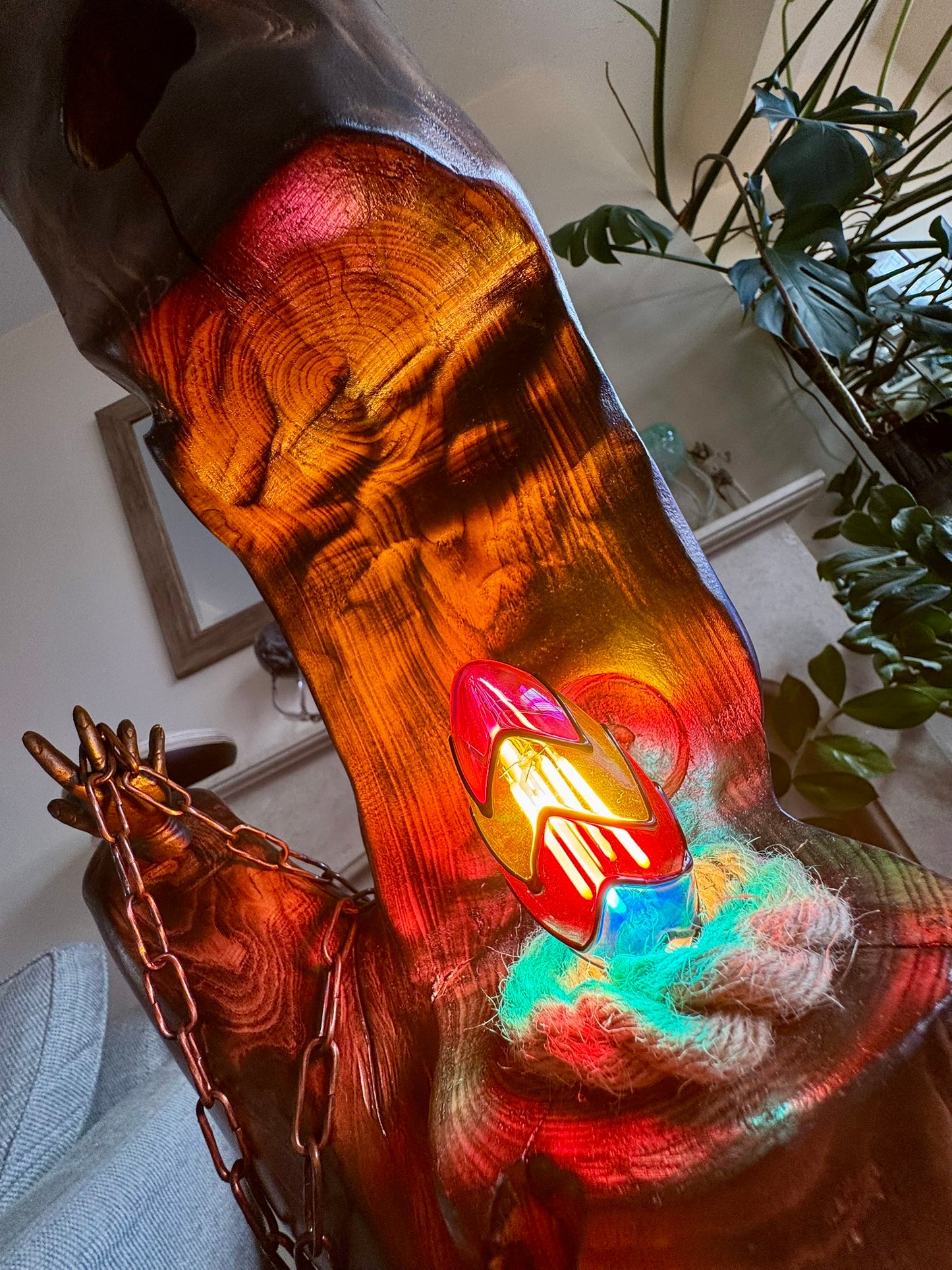 handcrafted wooden lamp