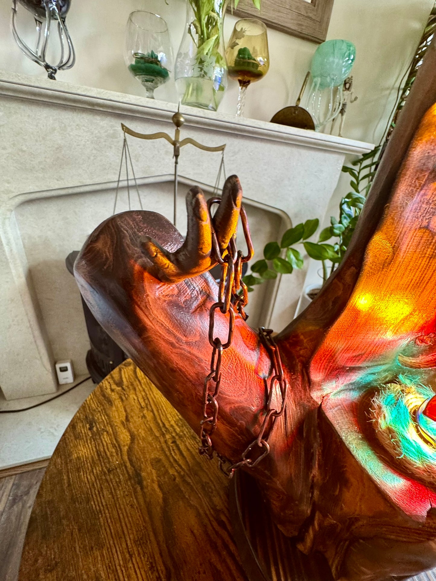 handcrafted wooden lamp