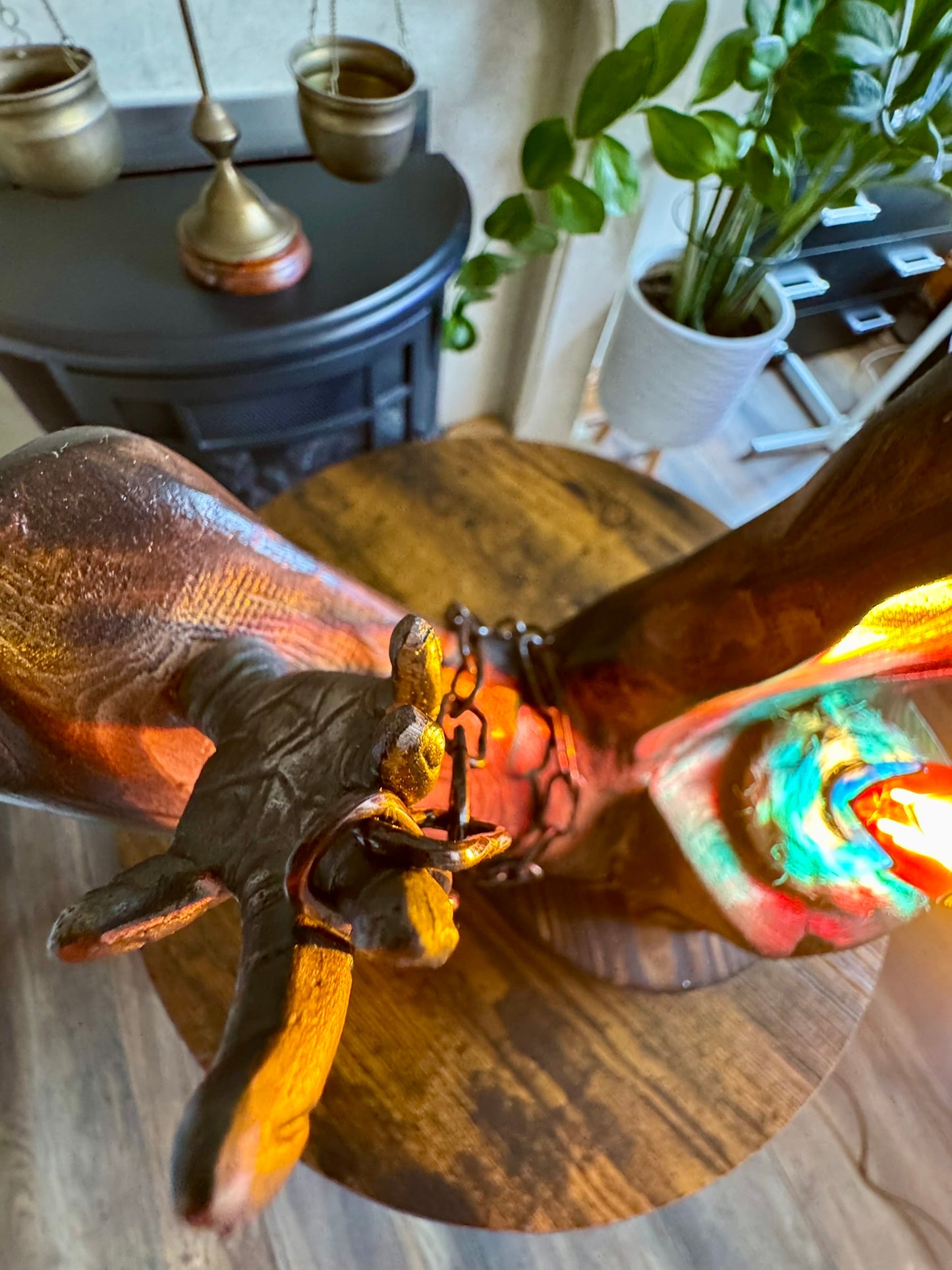 handcrafted wooden lamp